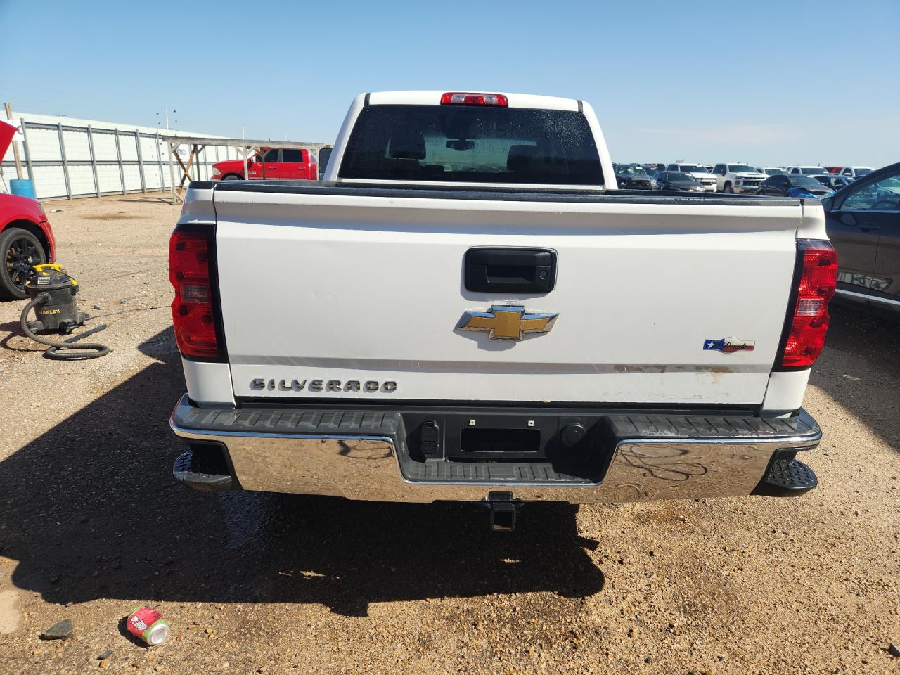 2014 Chevrolet Silverado K1500 White vin: 3GCUKPEC9EG423198 Damage: Rear Metal Bumper Chrome, Multiple Dents/No Paint Damage, 2