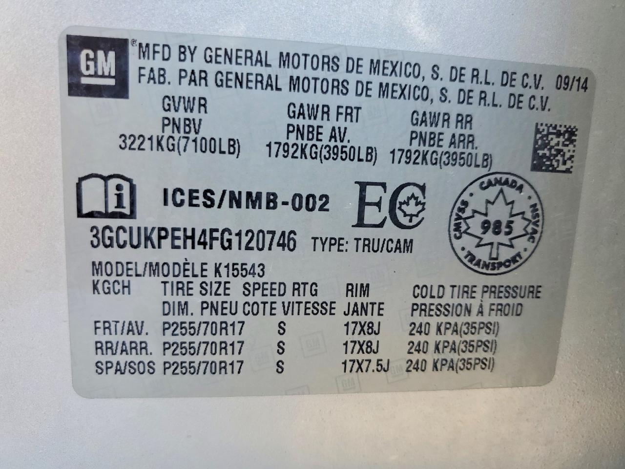 2015 Chevrolet Silverado K1500 Silver vin: 3GCUKPEH4FG120746