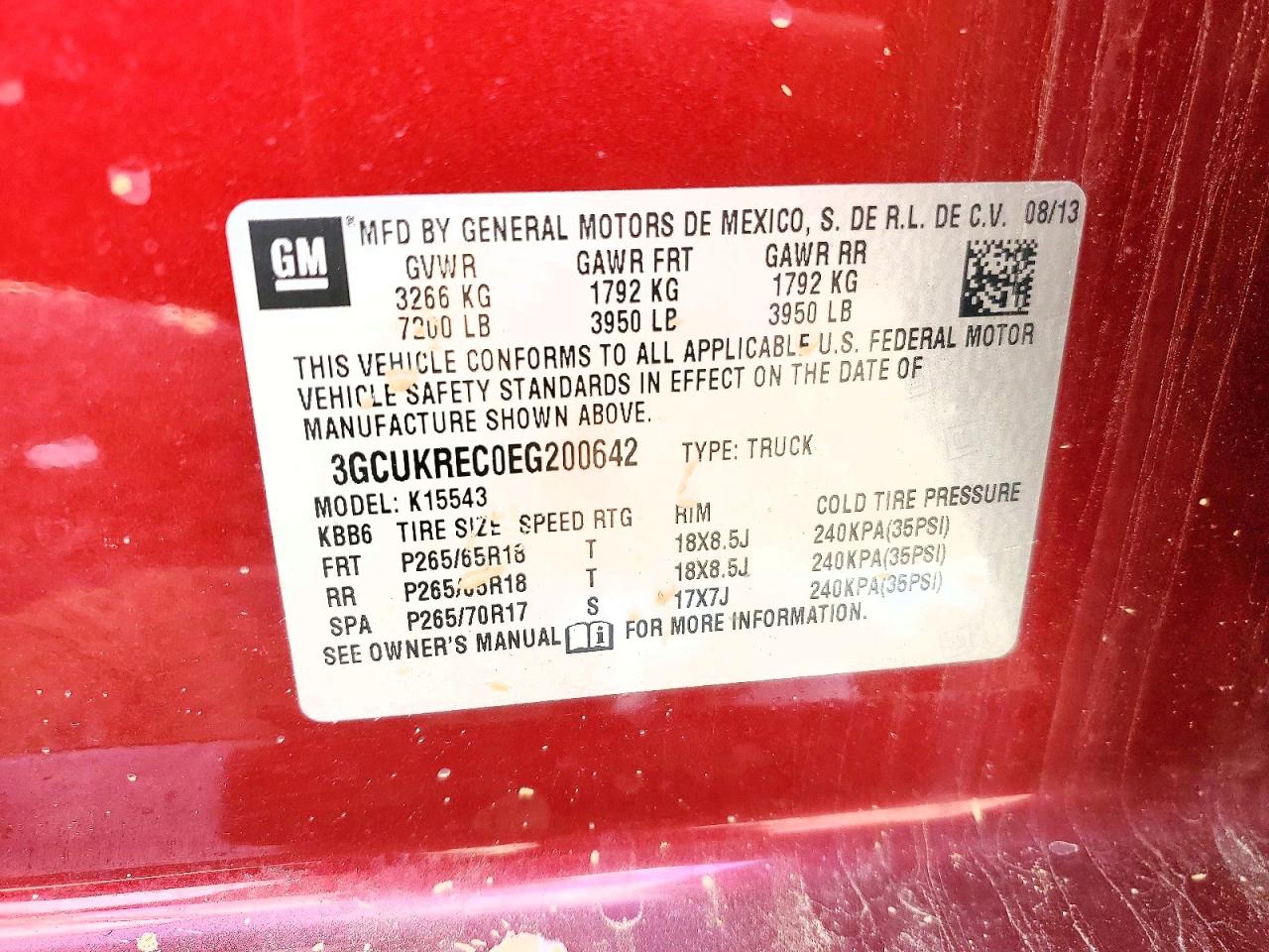 2014 Chevrolet Silverado K1500 Lt Maroon vin: 3GCUKREC0EG200642