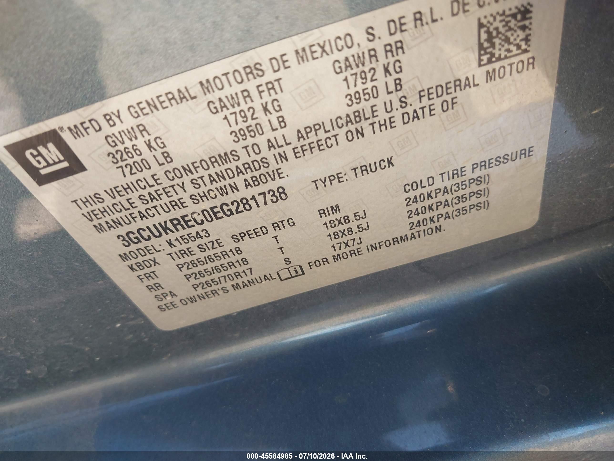 2014 Chevrolet Silverado 1500 Lt Blue vin: 3GCUKREC0EG281738
