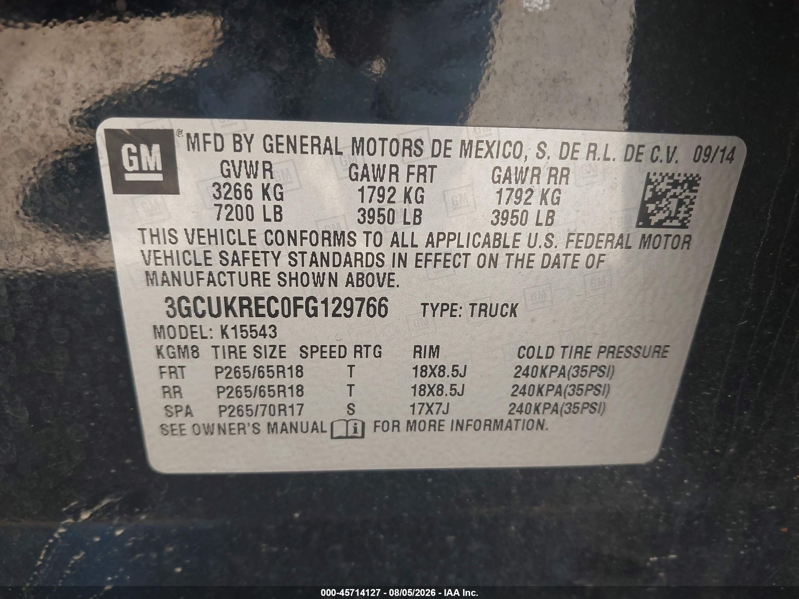 2015 Chevrolet Silverado 1500 Lt Black vin: 3GCUKREC0FG129766