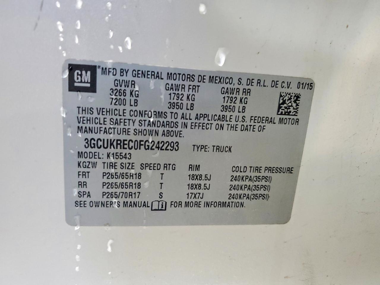 2015 Chevrolet Silverado K1500 Lt Cream vin: 3GCUKREC0FG242293