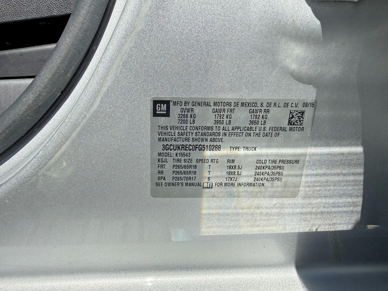 2015 Chevrolet Silverado K1500 Lt Silver vin: 3GCUKREC0FG510288