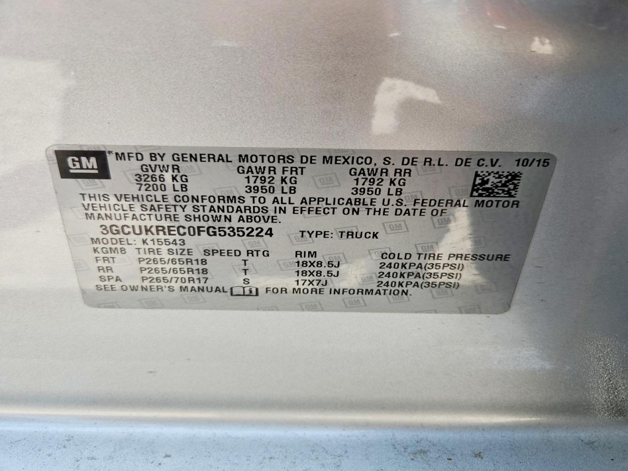 2015 Chevrolet Silverado K1500 Lt Silver vin: 3GCUKREC0FG535224