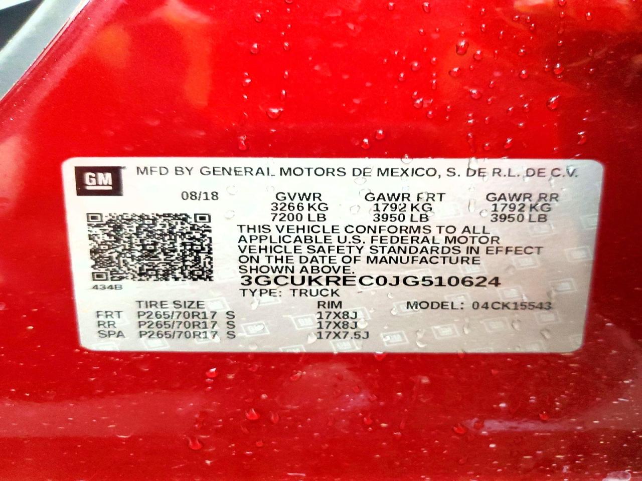 2018 Chevrolet Silverado K1500 Lt Red vin: 3GCUKREC0JG510624