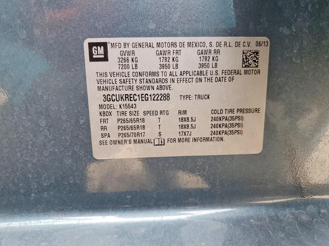 2014 Chevrolet Silverado K1500 Lt Blue vin: 3GCUKREC1EG122288