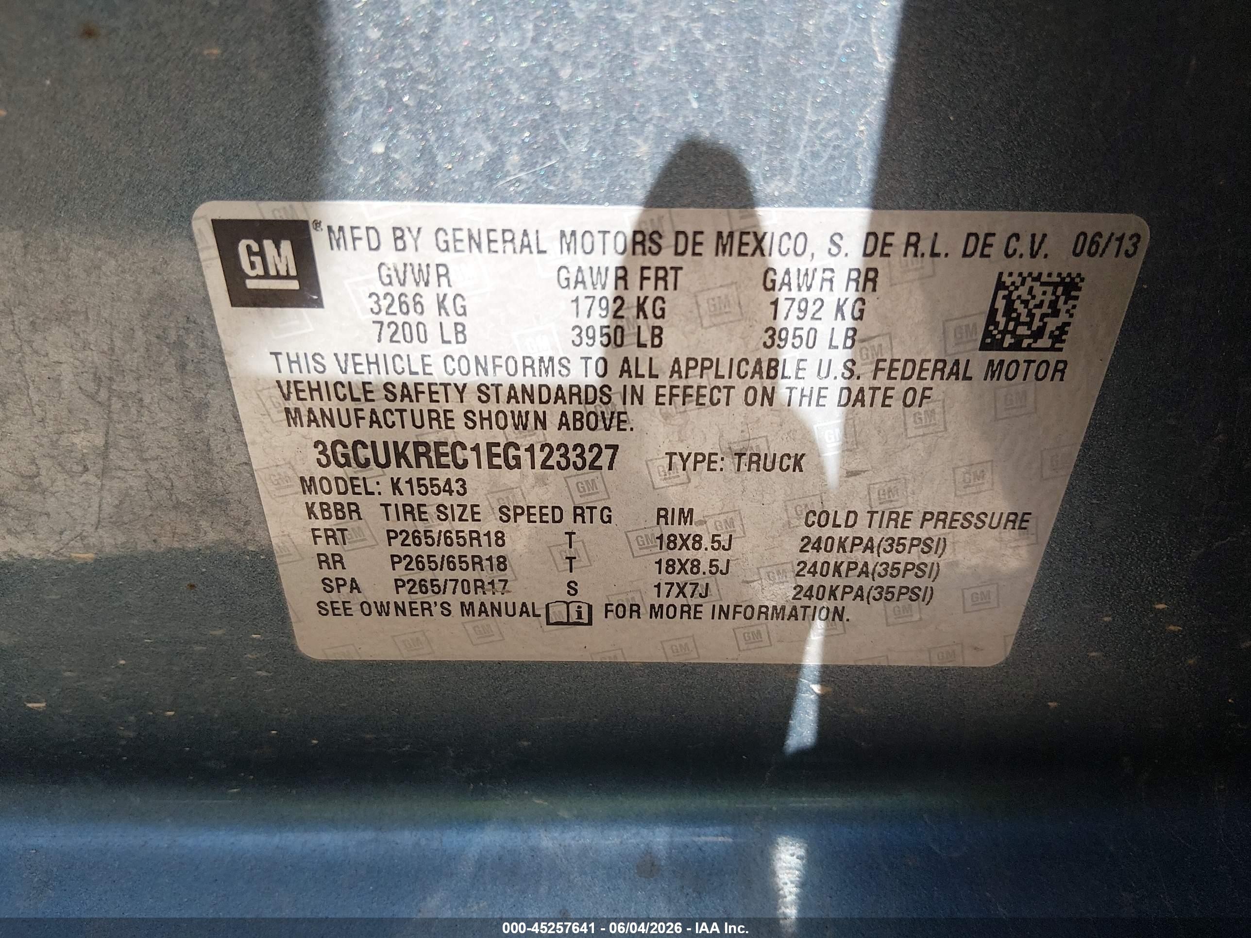 2014 Chevrolet Silverado 1500 1lt Blue vin: 3GCUKREC1EG123327