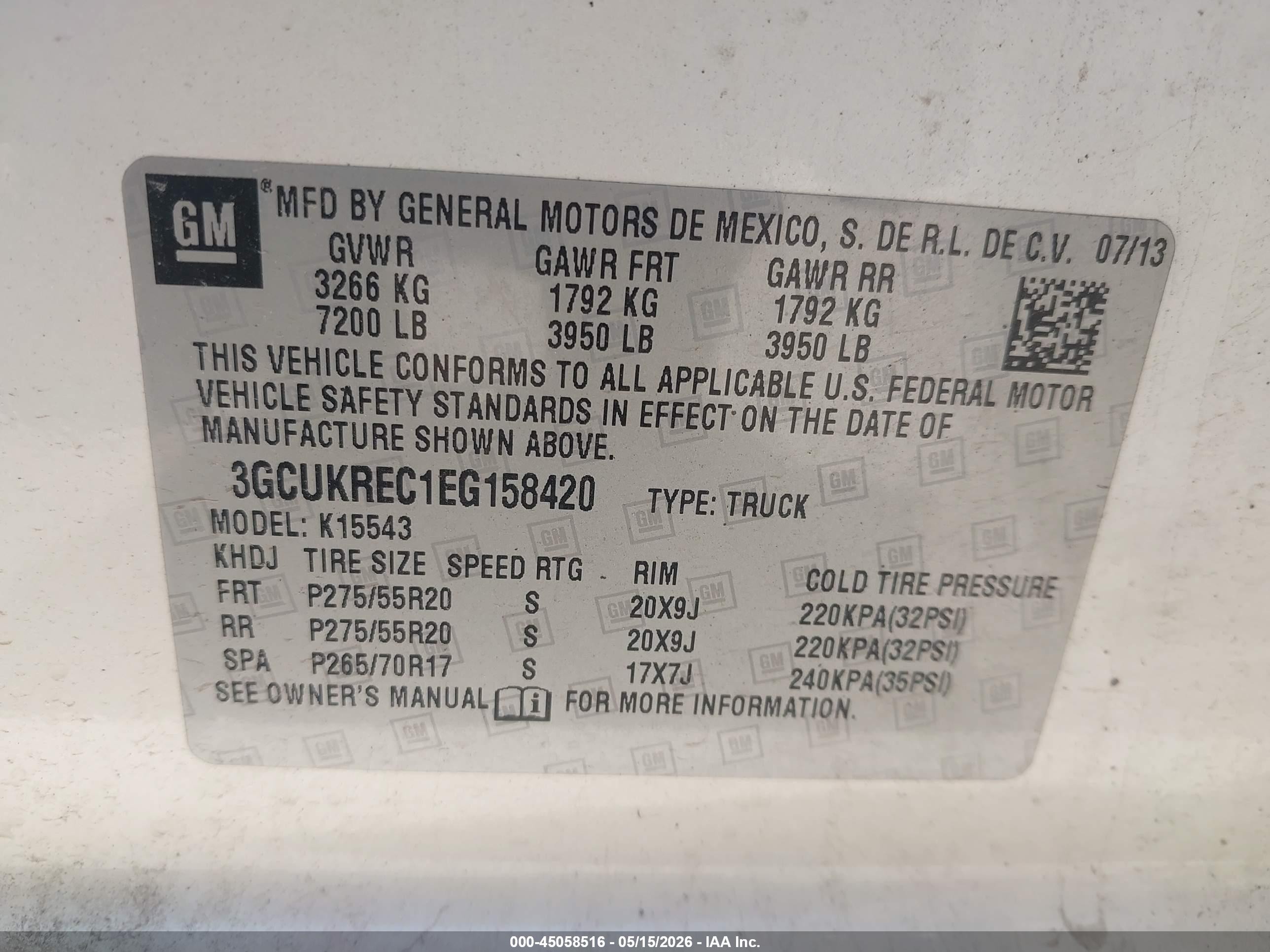 2014 Chevrolet Silverado 1500 2lt White vin: 3GCUKREC1EG158420
