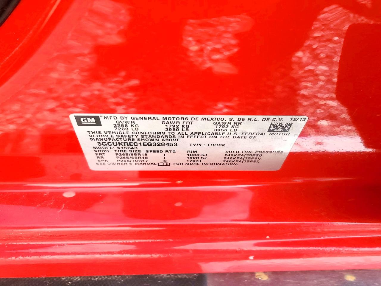 2014 Chevrolet Silverado K1500 Lt Red vin: 3GCUKREC1EG328453