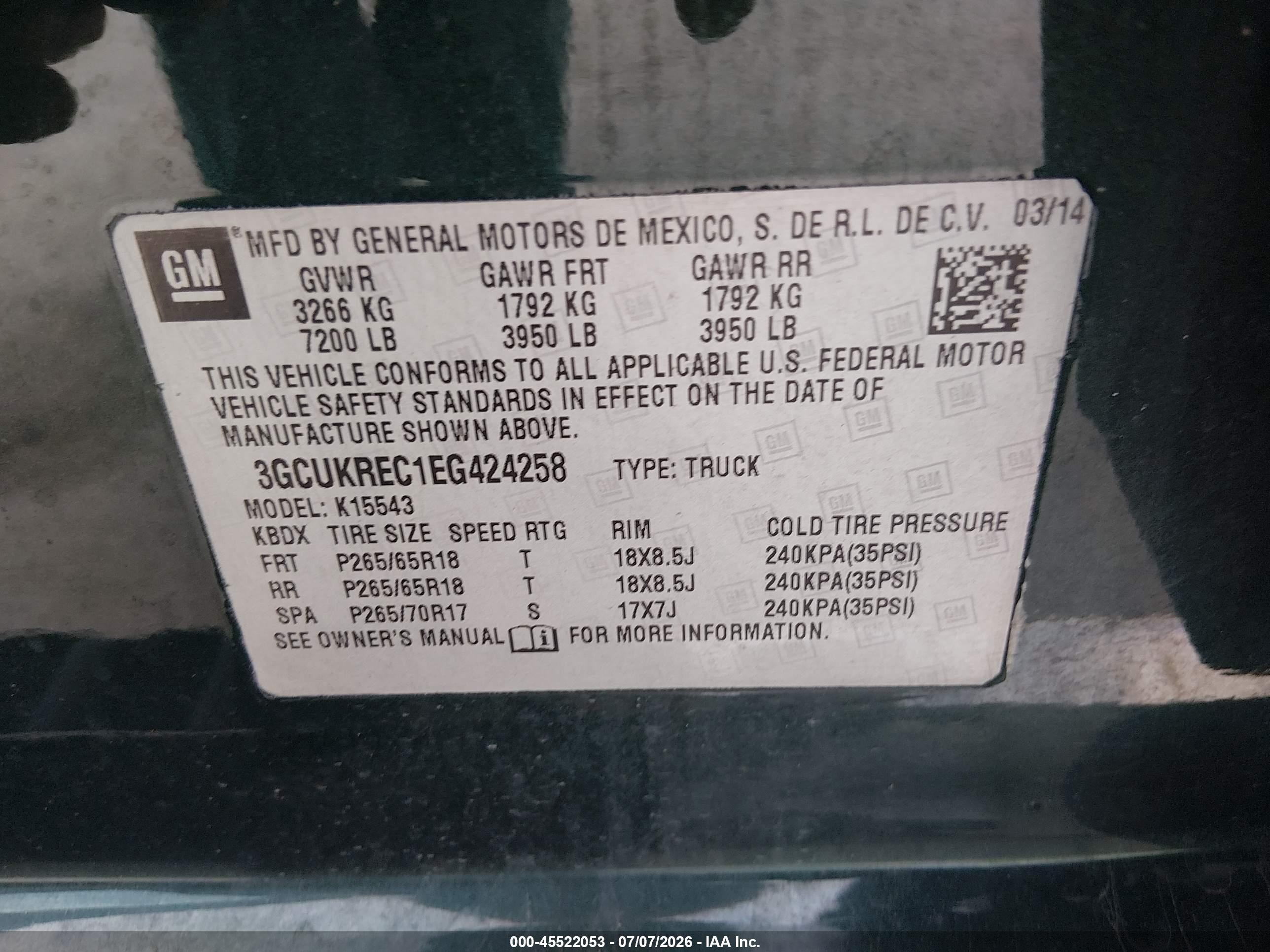 2014 Chevrolet Silverado 1500 Lt Зеленый vin: 3GCUKREC1EG424258