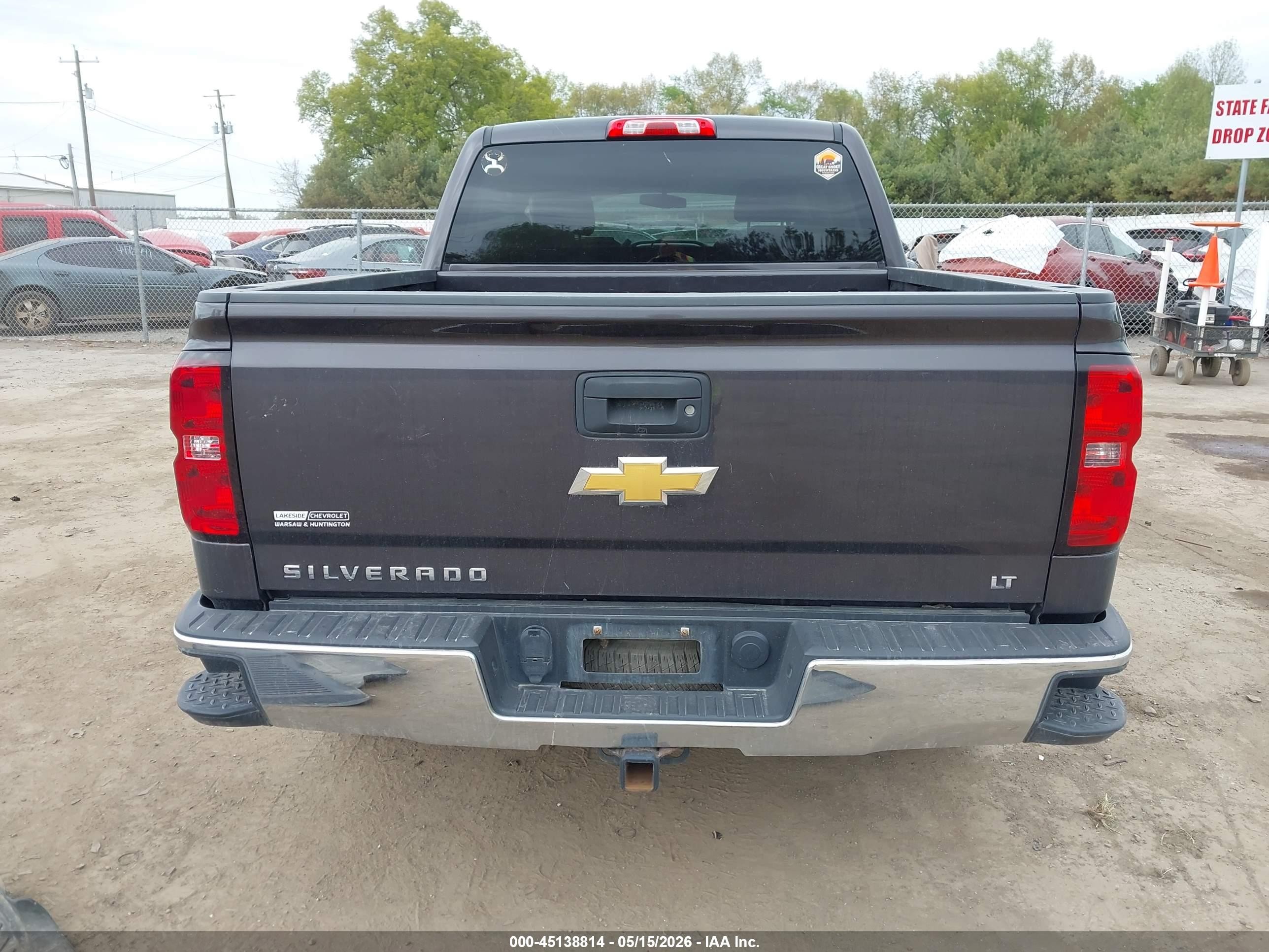 2015 Chevrolet Silverado 1500 1lt Gray vin: 3GCUKREC1FG324307