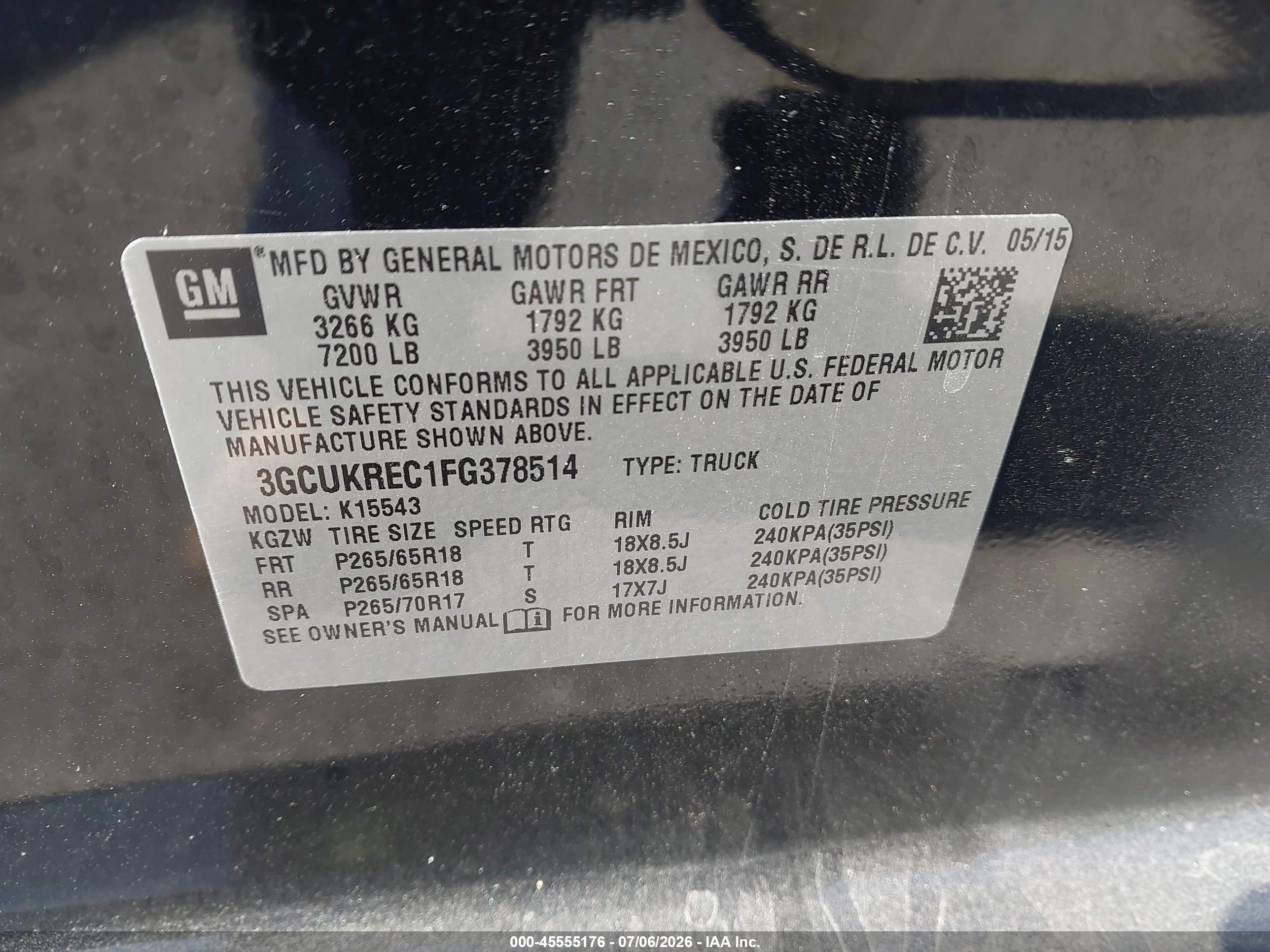 2015 Chevrolet Silverado 1500 Lt Black vin: 3GCUKREC1FG378514