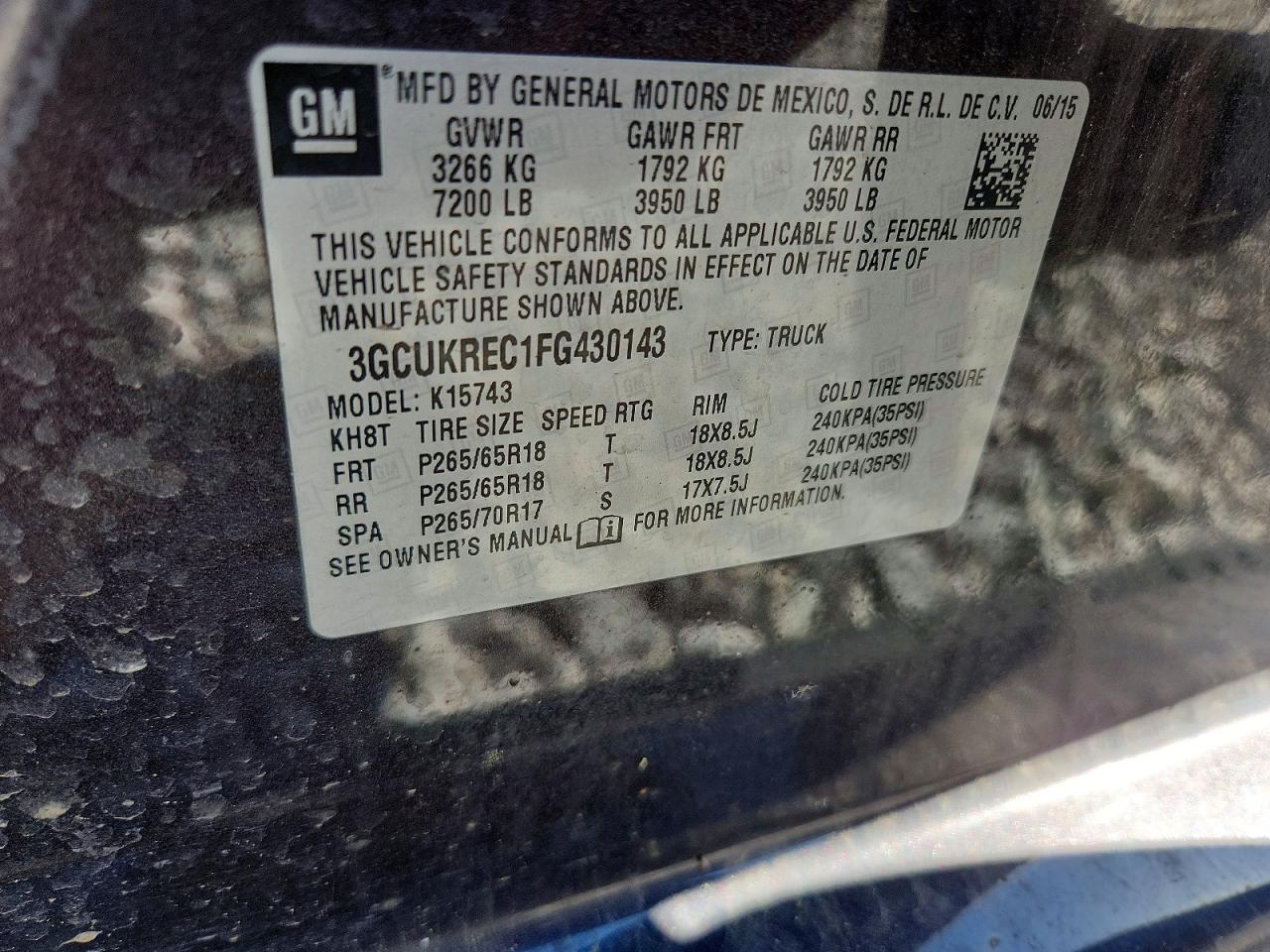 2015 Chevrolet Silverado K1500 Lt Gray vin: 3GCUKREC1FG430143