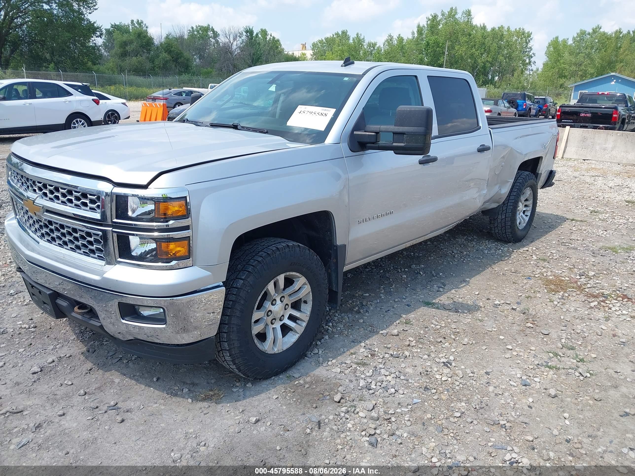 2014 Chevrolet Silverado 1500 Lt Silver vin: 3GCUKREC2EG220598