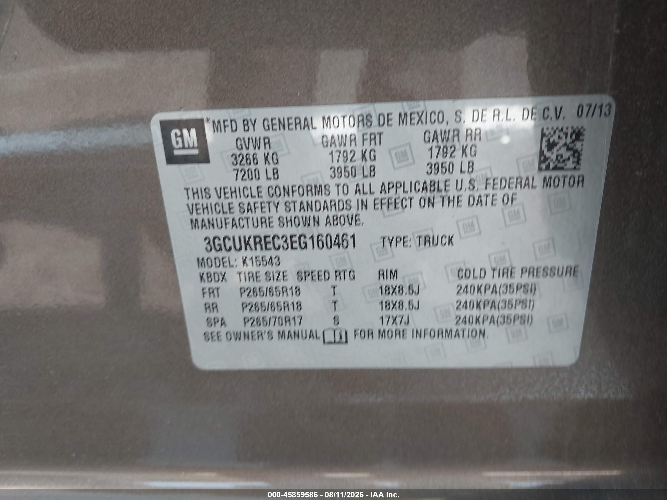 2014 Chevrolet Silverado 1500 2lt Gray vin: 3GCUKREC3EG160461