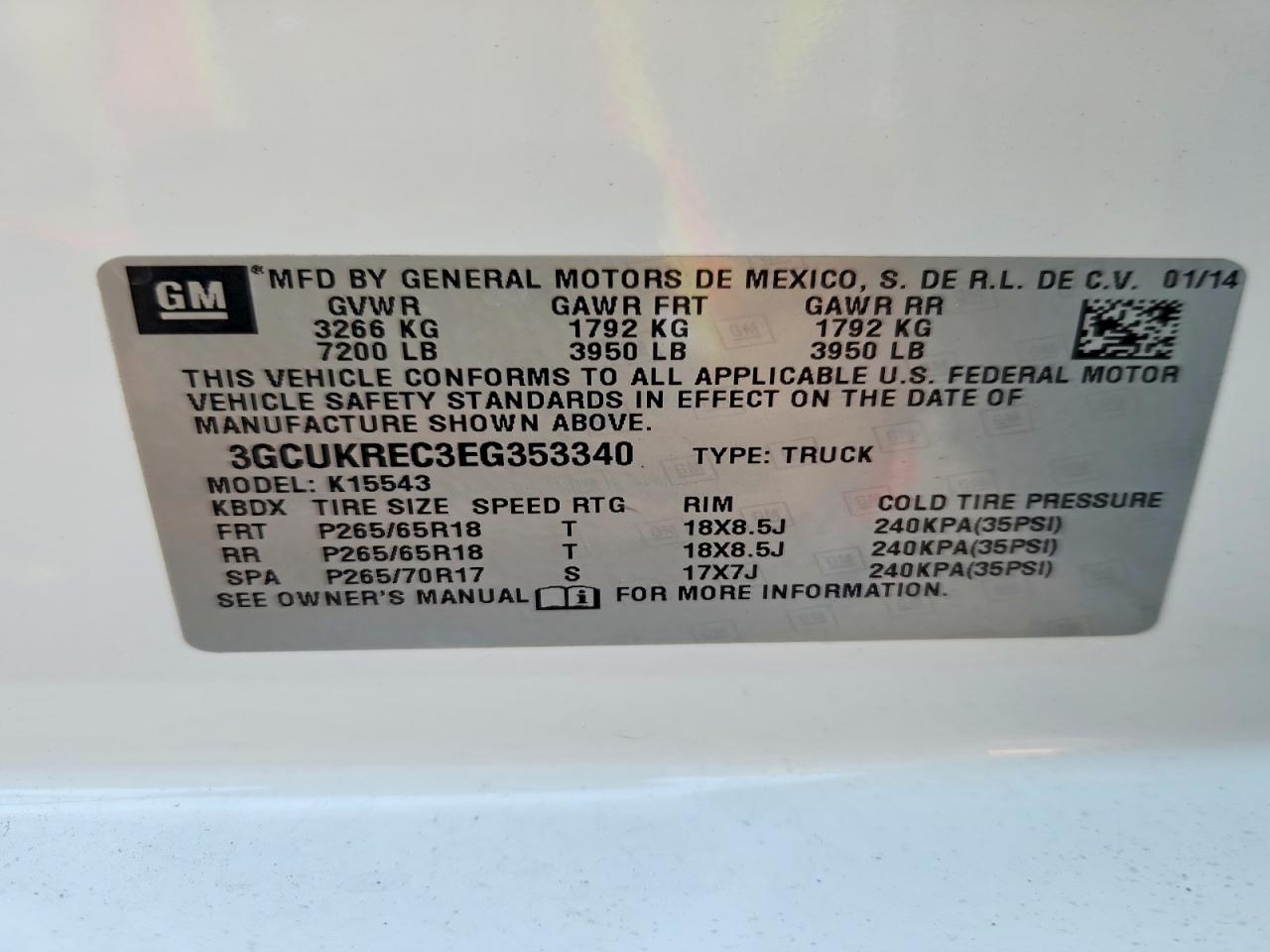 2014 Chevrolet Silverado K1500 Lt White vin: 3GCUKREC3EG353340