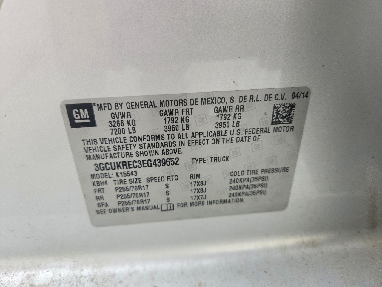 2014 Chevrolet Silverado K1500 Lt Серебряный vin: 3GCUKREC3EG439652