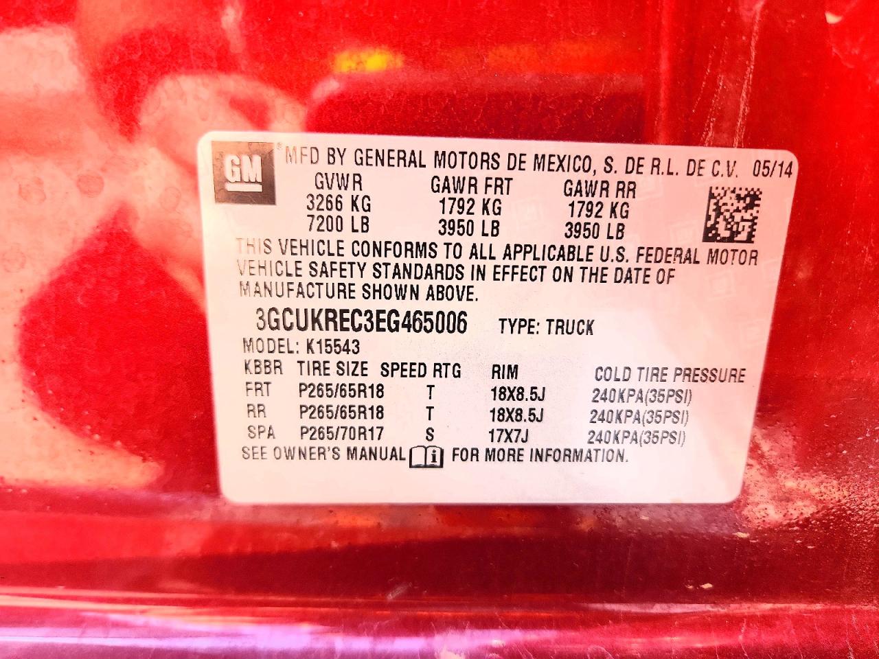 2014 Chevrolet Silverado K1500 Lt Red vin: 3GCUKREC3EG465006