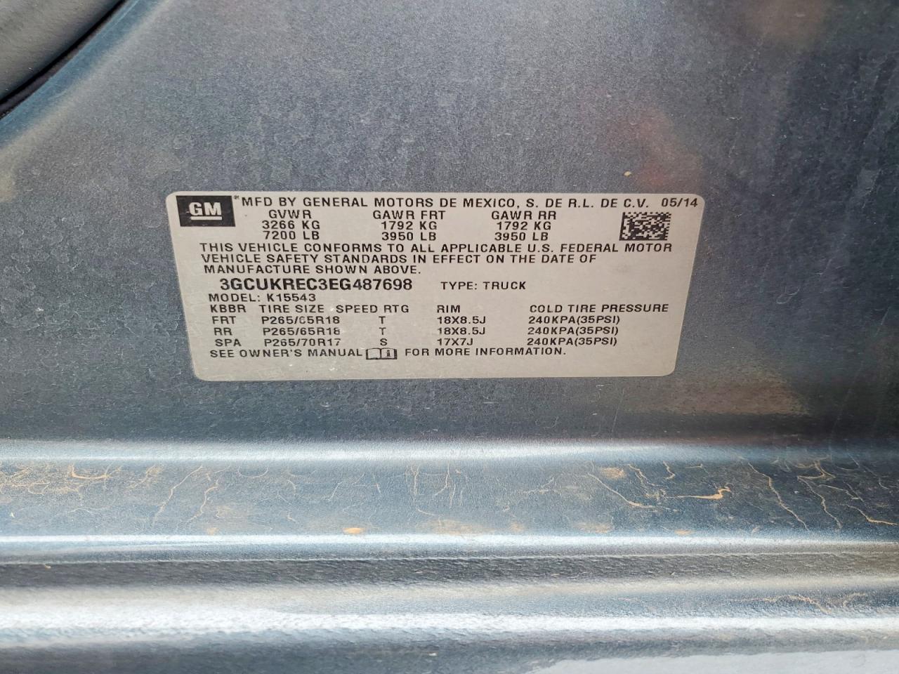 2014 Chevrolet Silverado K1500 Lt Blue vin: 3GCUKREC3EG487698