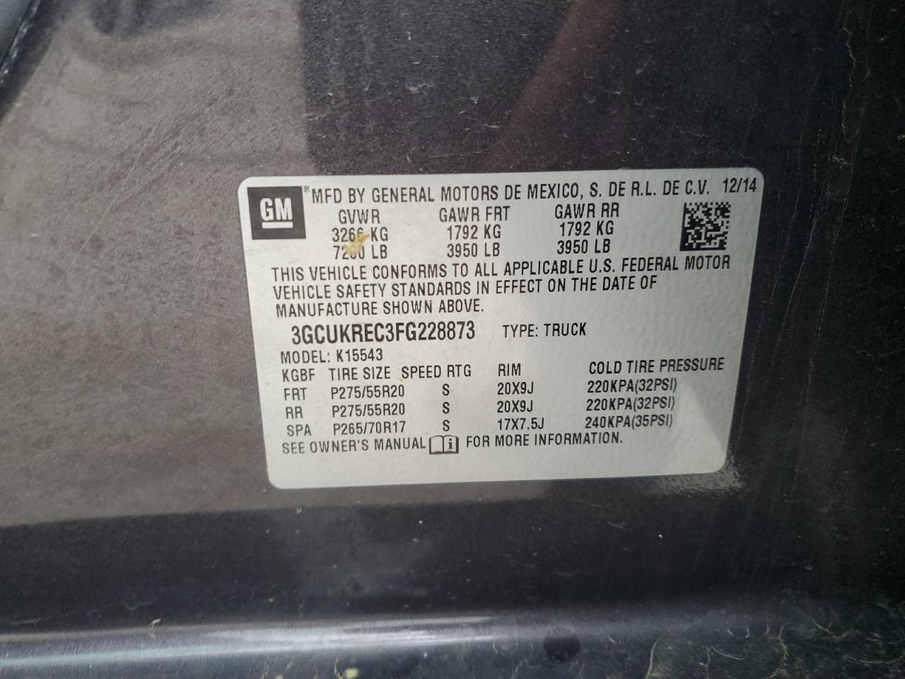 2015 Chevrolet Silverado K1500 Lt Черный vin: 3GCUKREC3FG228873