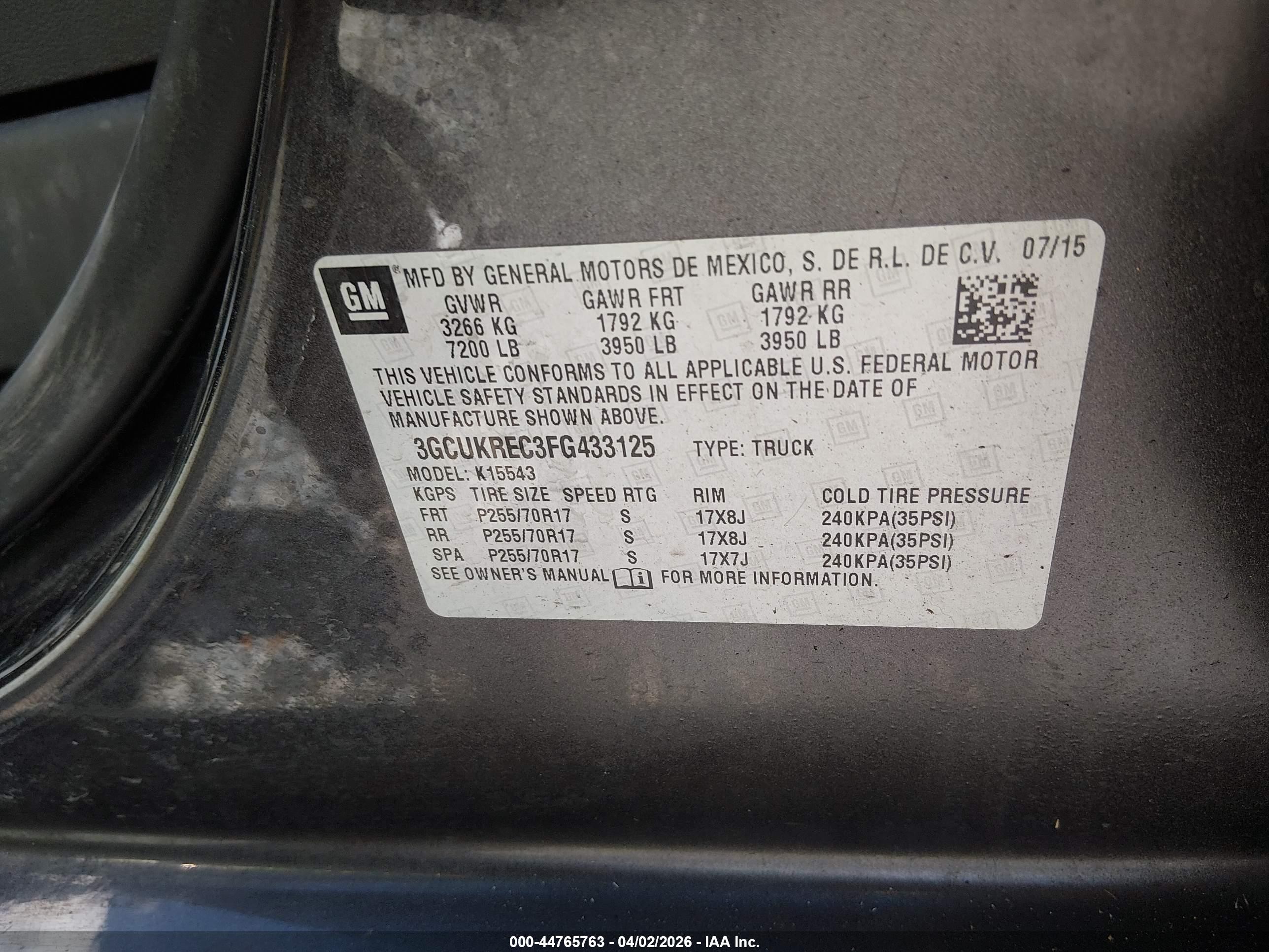 2015 Chevrolet Silverado 1500 1lt Black vin: 3GCUKREC3FG433125