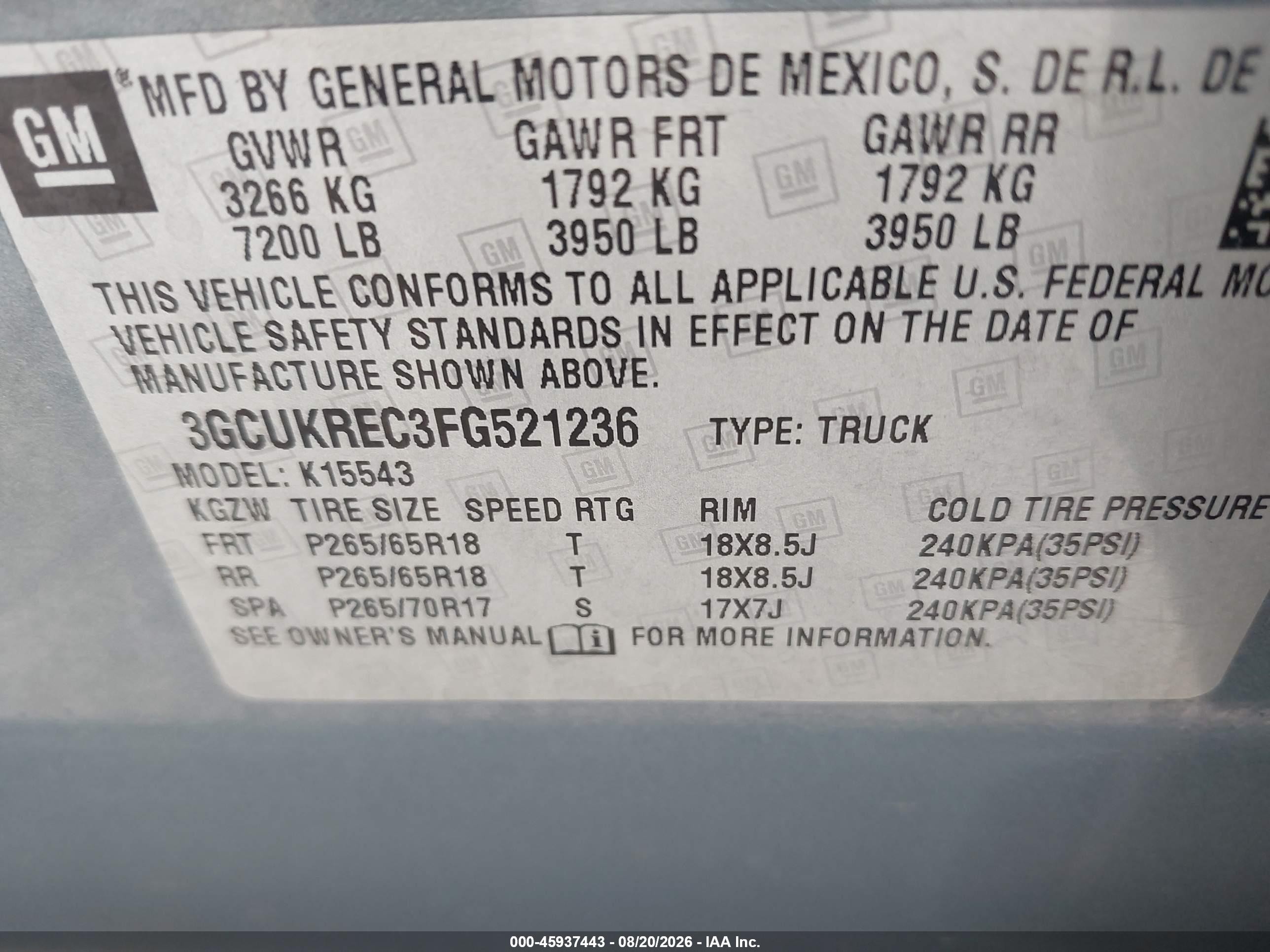 2015 Chevrolet Silverado 1500 Lt Gray vin: 3GCUKREC3FG521236