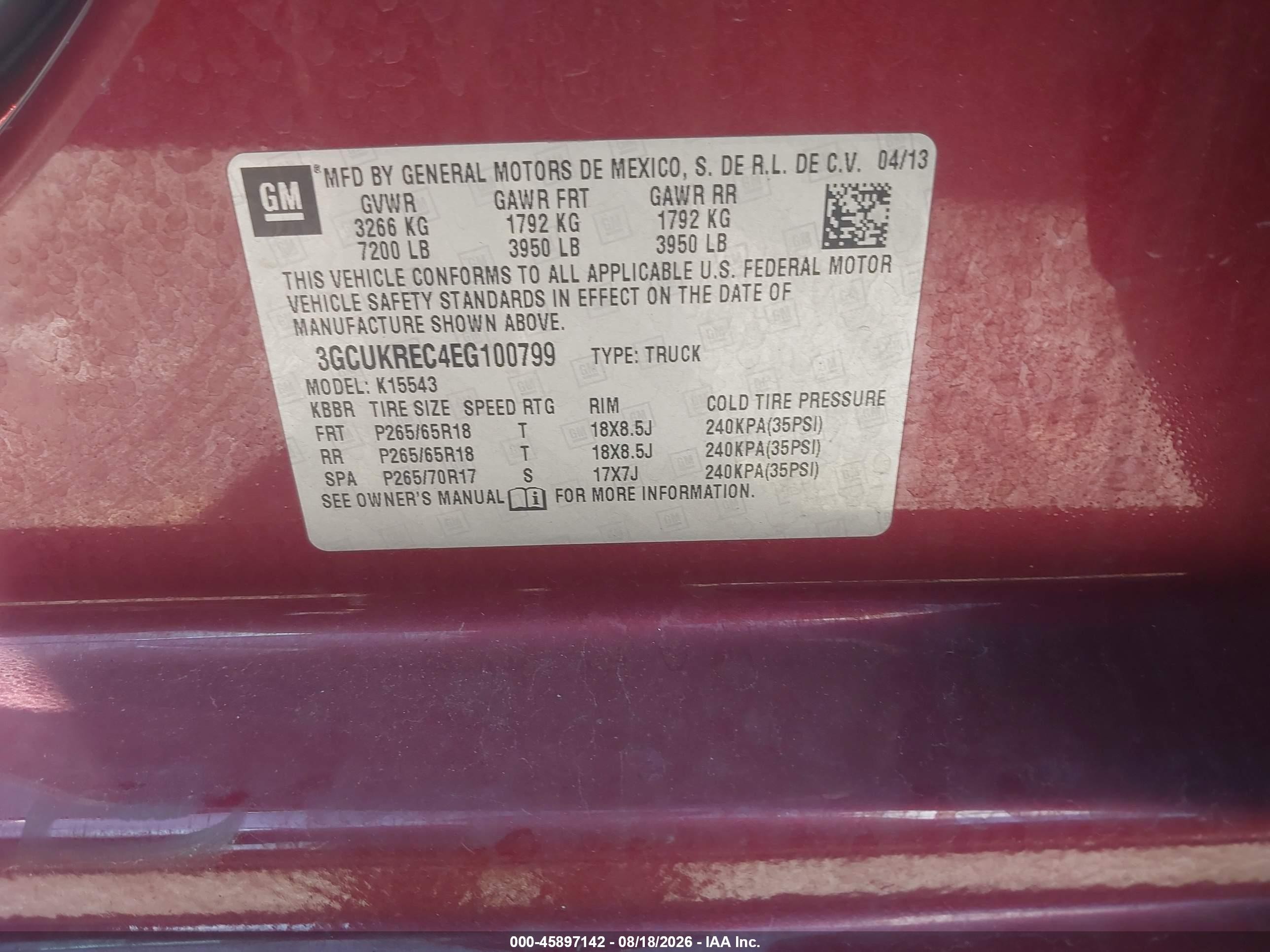 2014 Chevrolet Silverado 1500 Lt Red vin: 3GCUKREC4EG100799