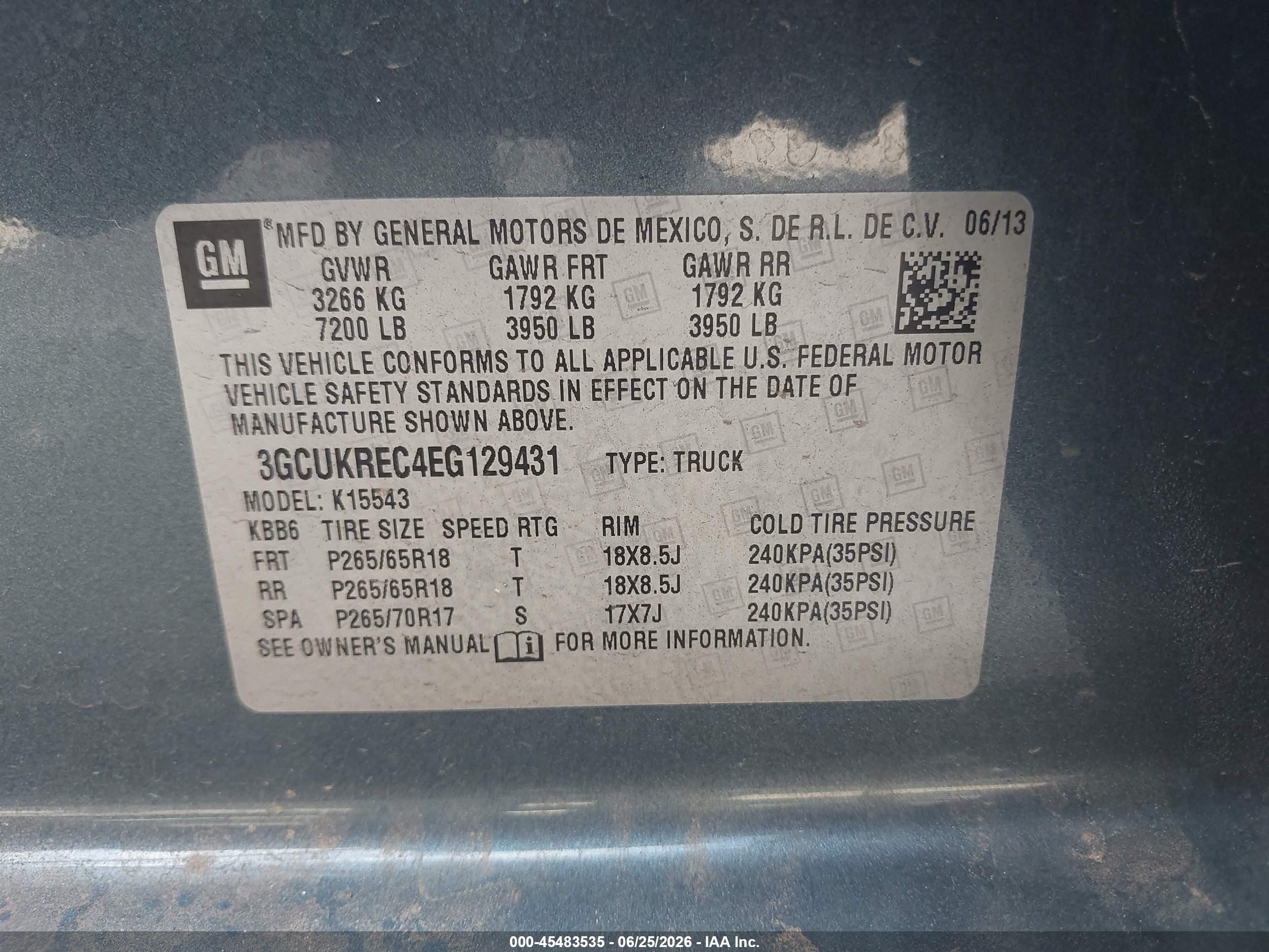 2014 Chevrolet Silverado 1500 Lt Blue vin: 3GCUKREC4EG129431