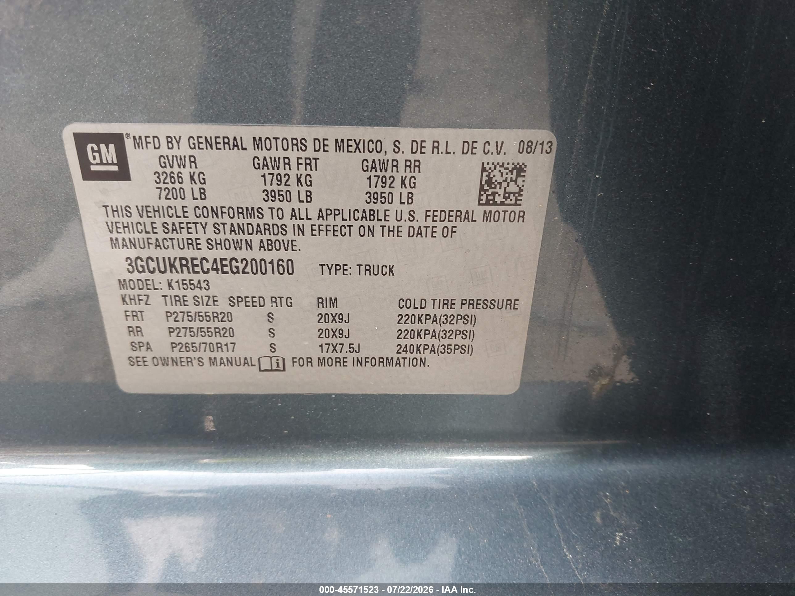 2014 Chevrolet Silverado 1500 1lt Blue vin: 3GCUKREC4EG200160