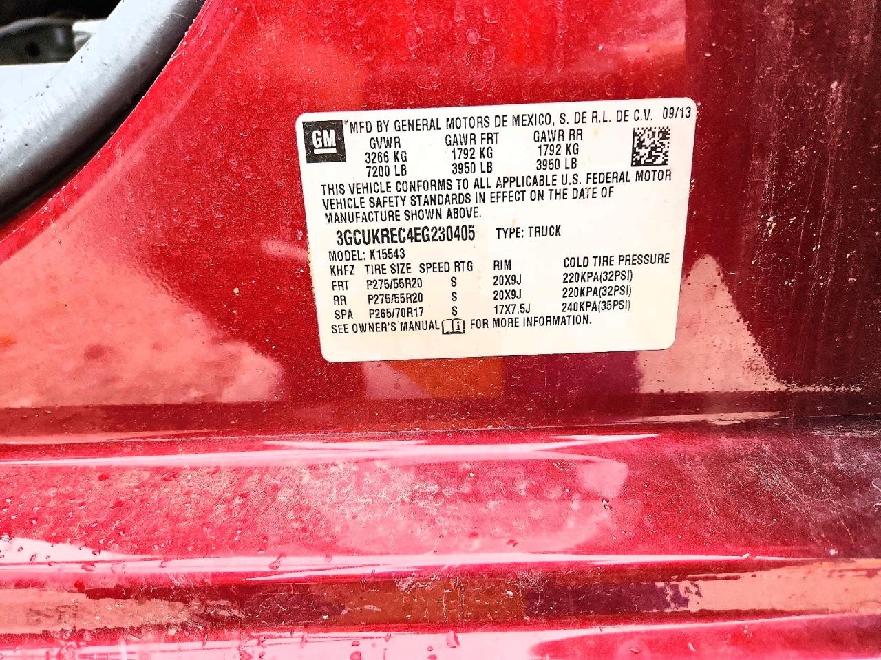 2014 Chevrolet Silverado K1500 Lt Red vin: 3GCUKREC4EG230405