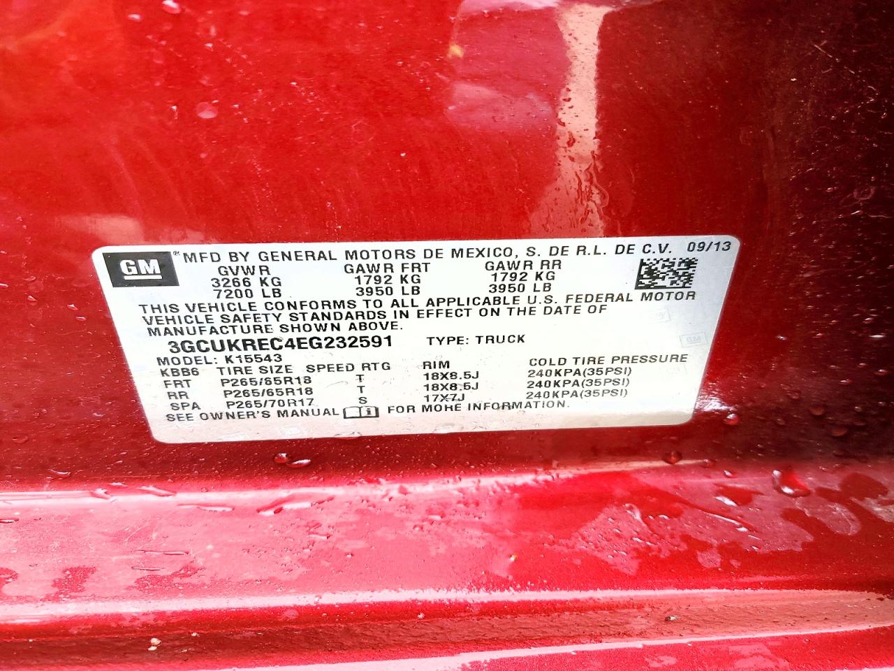 2014 Chevrolet Silverado K1500 Lt Бордовый vin: 3GCUKREC4EG232591
