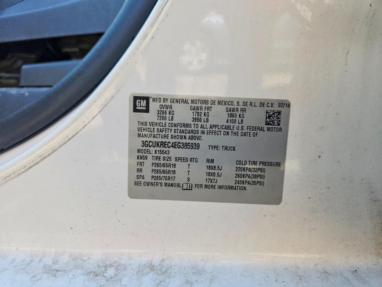 2014 Chevrolet Silverado K1500 Lt White vin: 3GCUKREC4EG385939