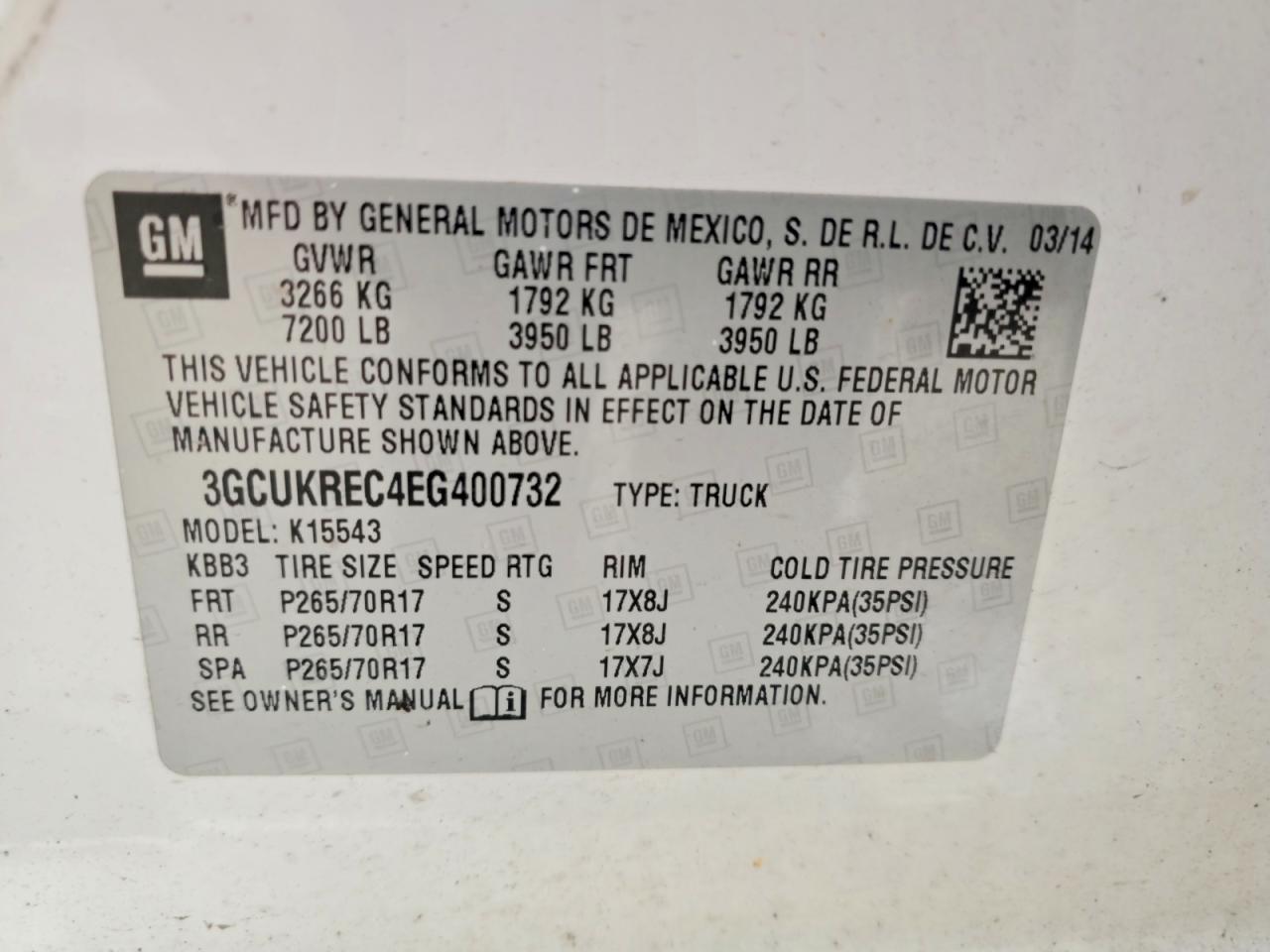 2014 Chevrolet Silverado K1500 Lt White vin: 3GCUKREC4EG400732