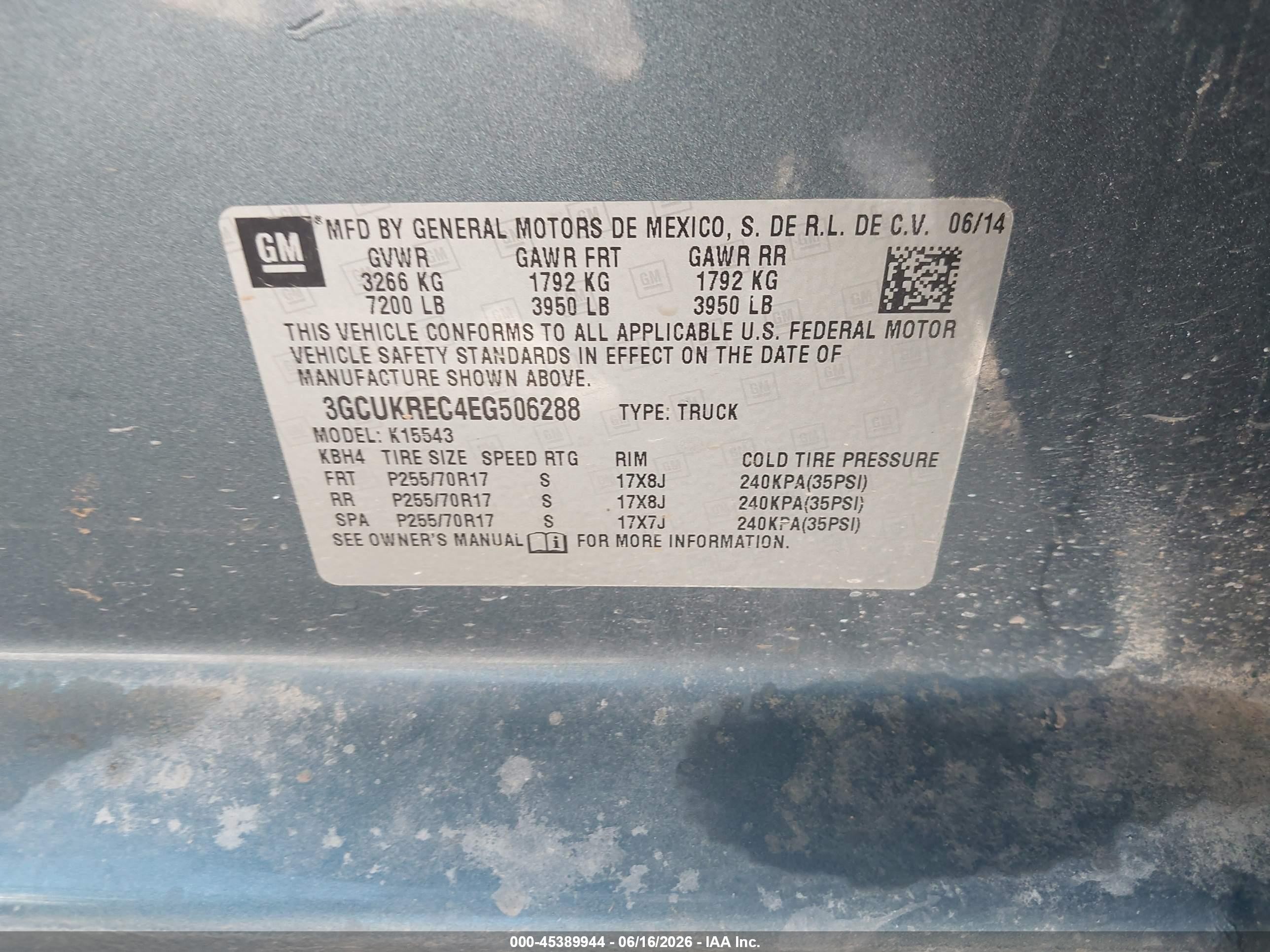 2014 Chevrolet Silverado 1500 Lt Blue vin: 3GCUKREC4EG506288