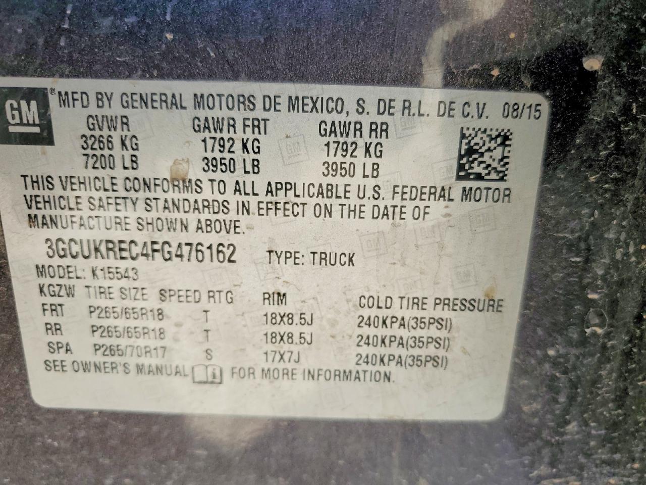 2015 Chevrolet Silverado K1500 Lt Black vin: 3GCUKREC4FG476162