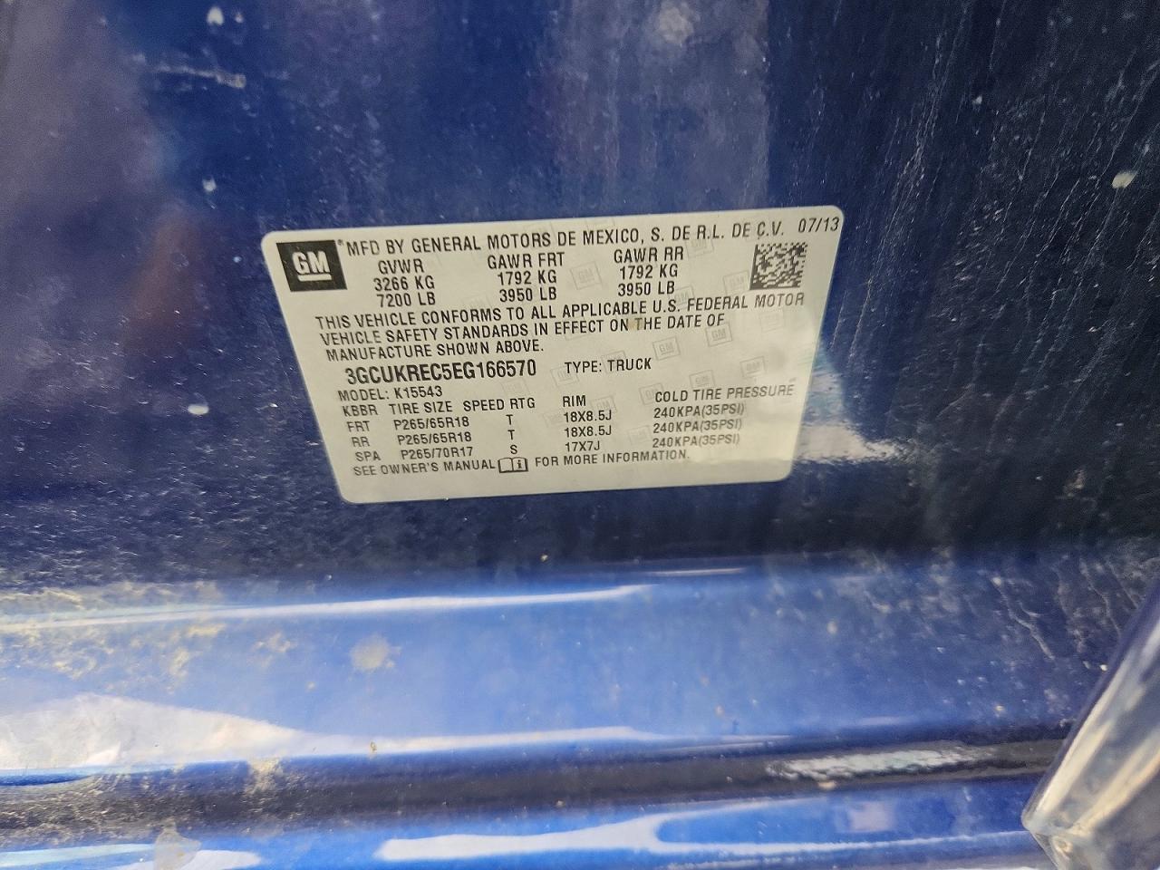 2014 Chevrolet Silverado K1500 Lt Blue vin: 3GCUKREC5EG166570