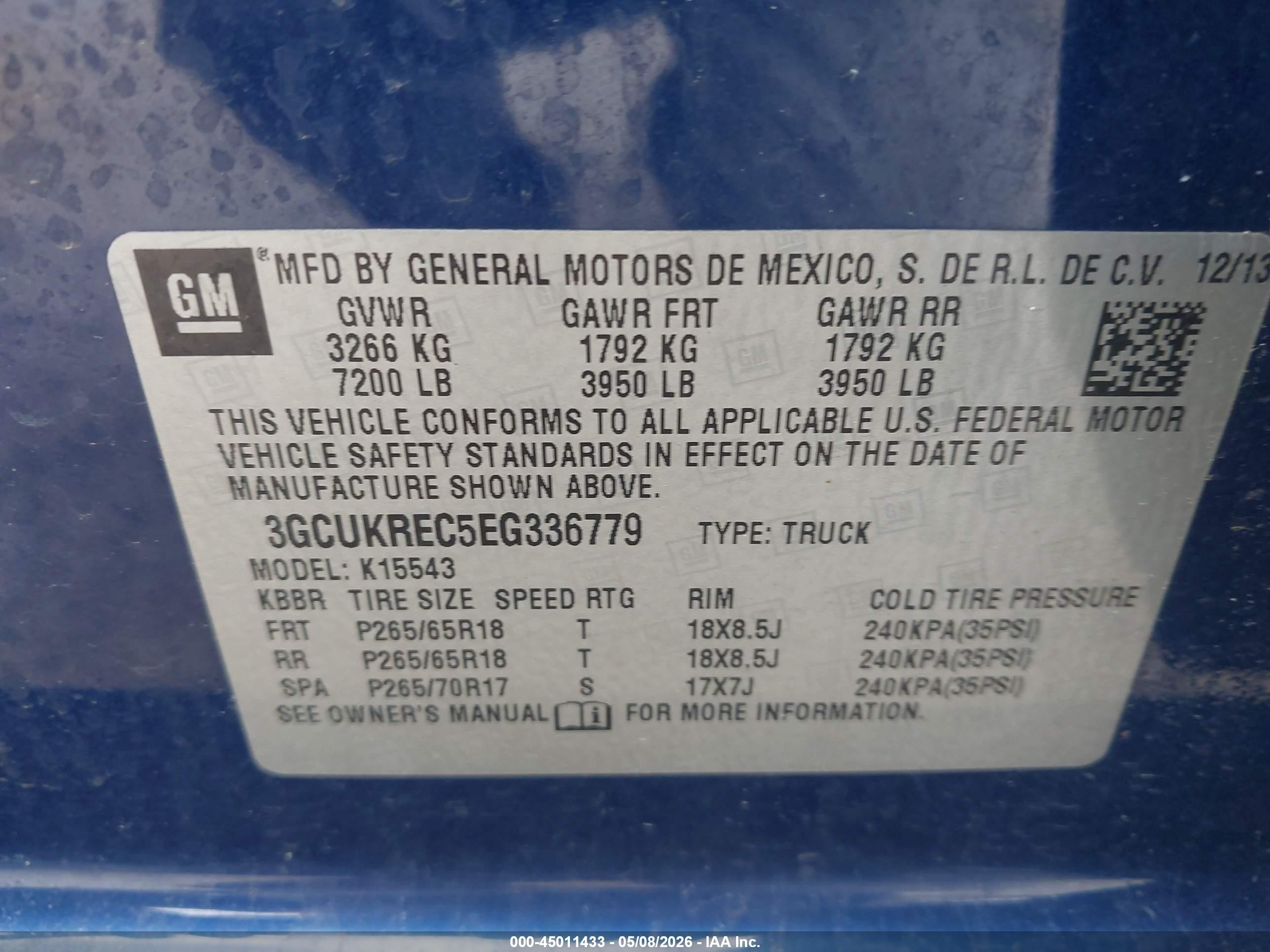 2014 Chevrolet Silverado 1500 1lt Синий vin: 3GCUKREC5EG336779