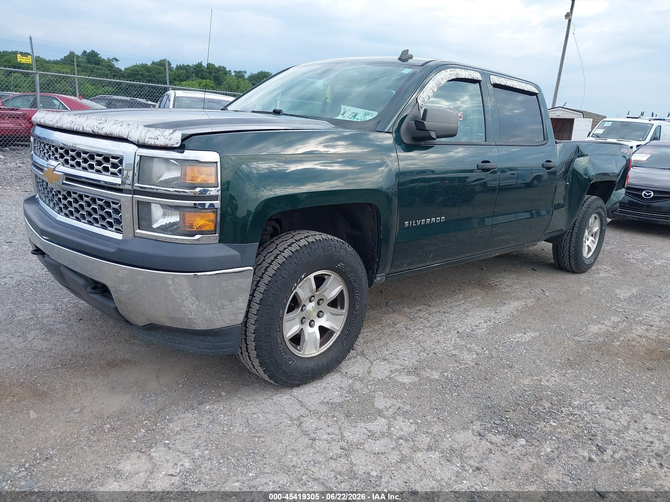 2014 Chevrolet Silverado 1500 Lt Green vin: 3GCUKREC5EG468750