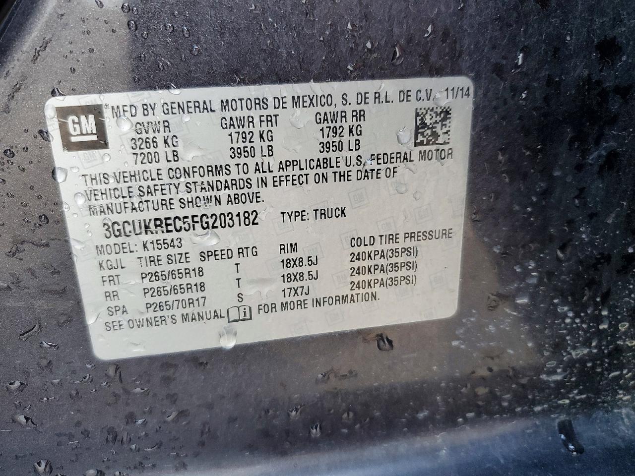 2015 Chevrolet Silverado K1500 Lt Silver vin: 3GCUKREC5FG203182