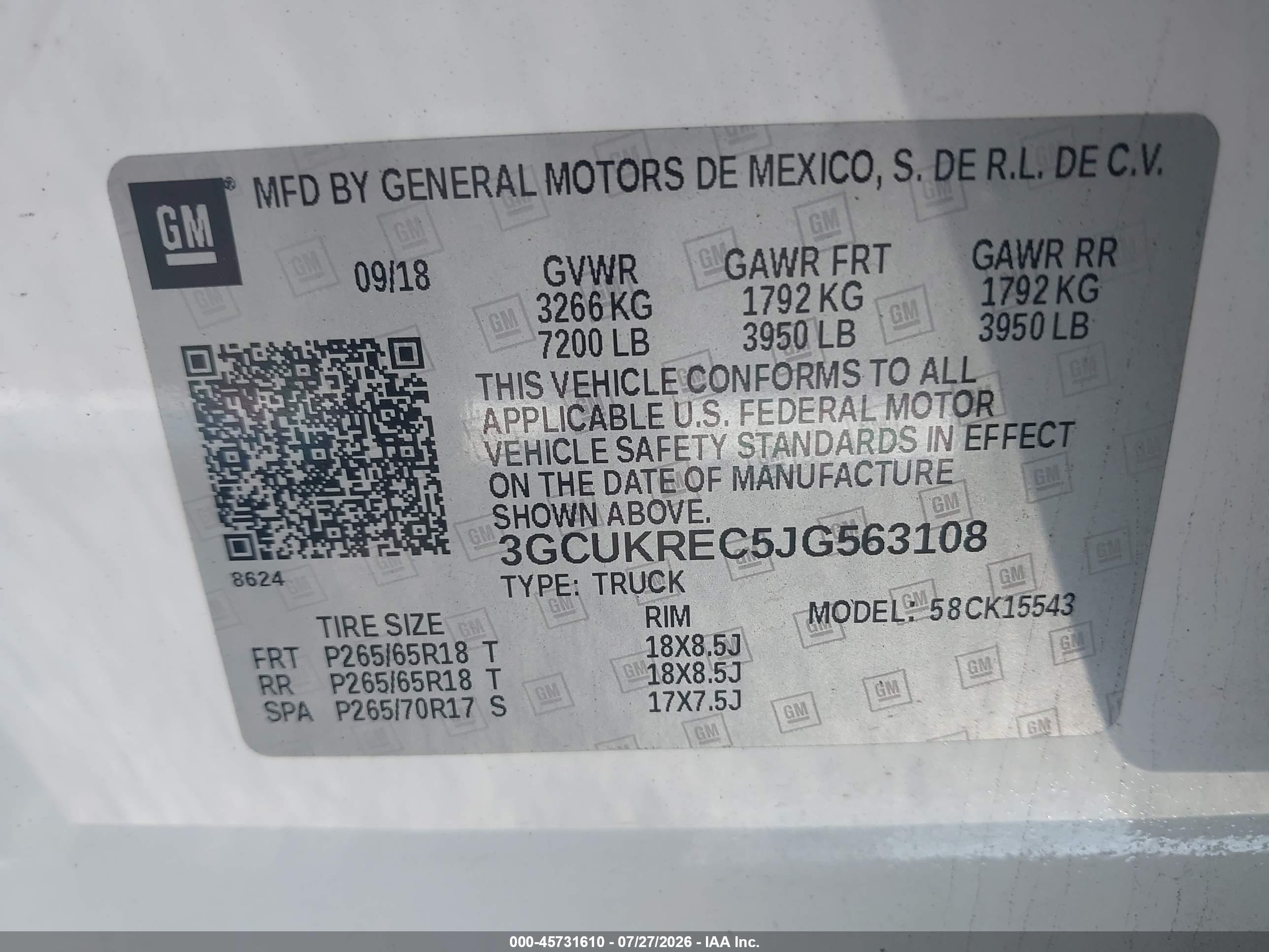 2018 Chevrolet Silverado 1500 2lt White vin: 3GCUKREC5JG563108