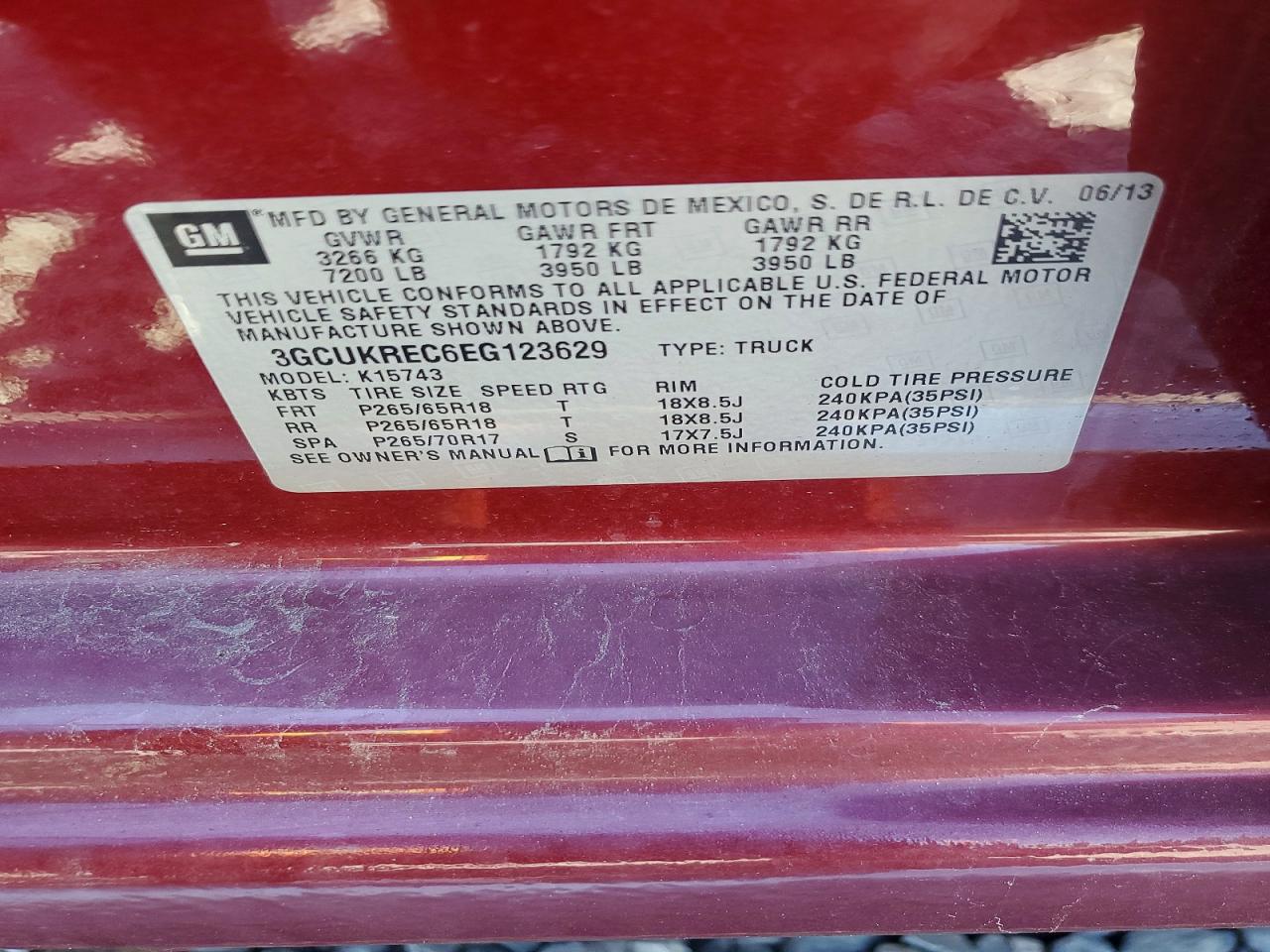 2014 Chevrolet Silverado Maroon vin: 3GCUKREC6EG123629