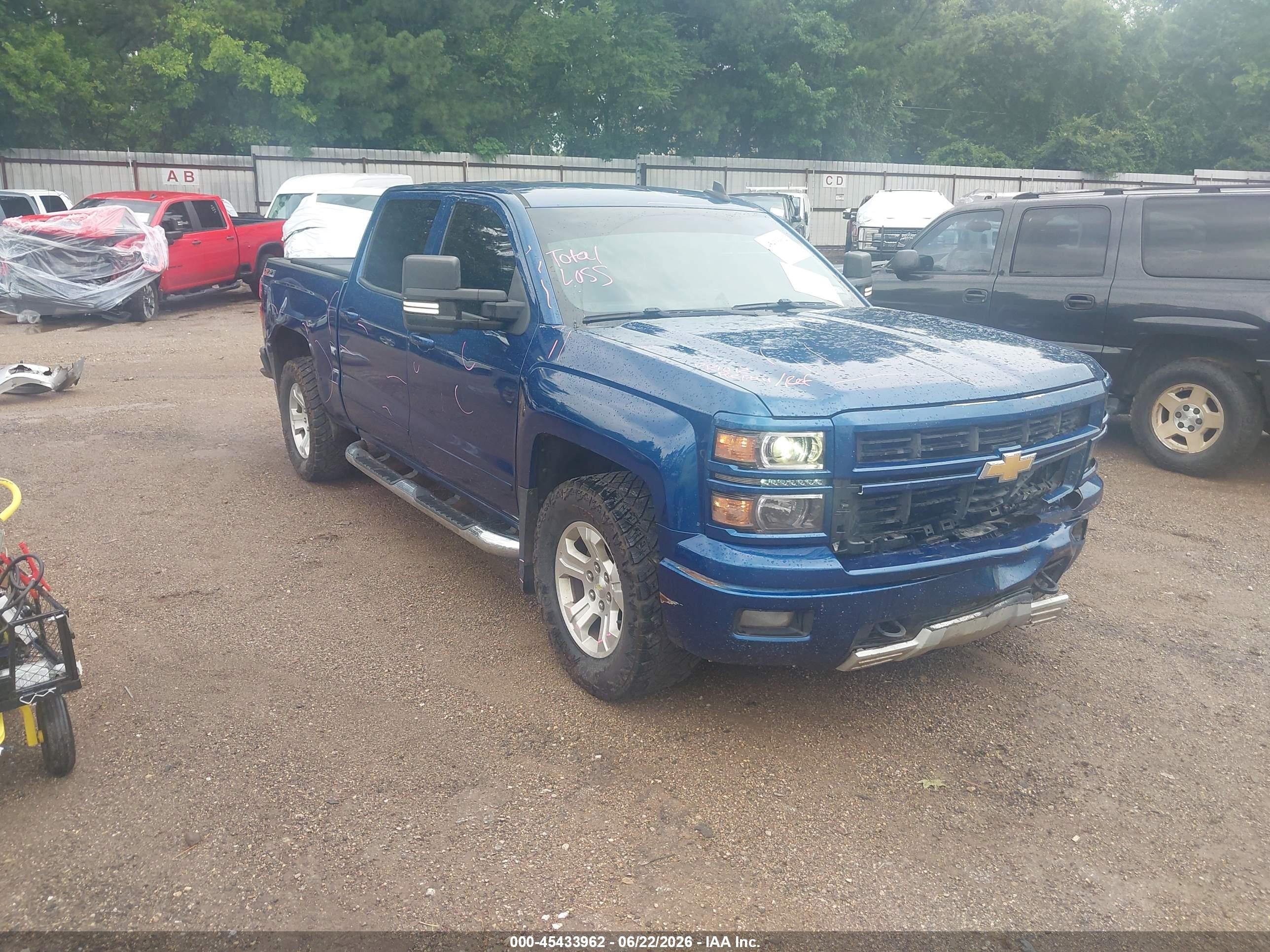 2015 Chevrolet Silverado 1500 2lt Blue vin: 3GCUKREC6FG432728