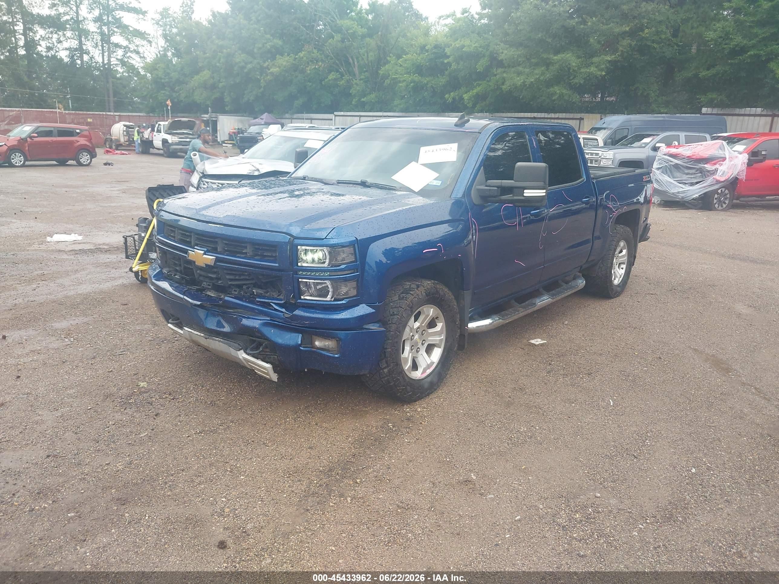 2015 Chevrolet Silverado 1500 2lt Blue vin: 3GCUKREC6FG432728