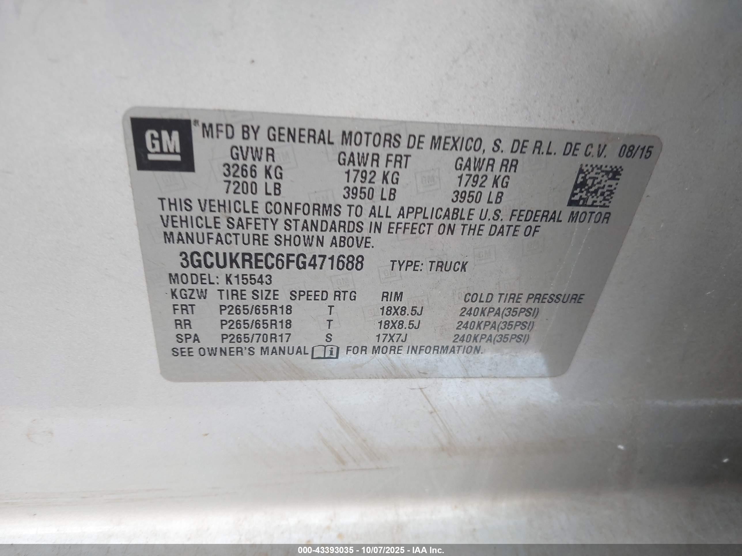 2015 Chevrolet Silverado 1500 2lt Silver vin: 3GCUKREC6FG471688