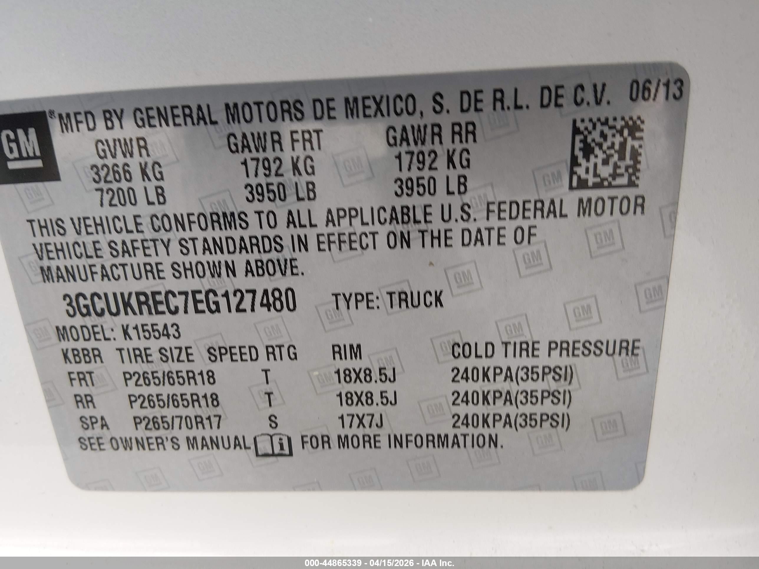 2014 Chevrolet Silverado 1500 1lt Cream vin: 3GCUKREC7EG127480