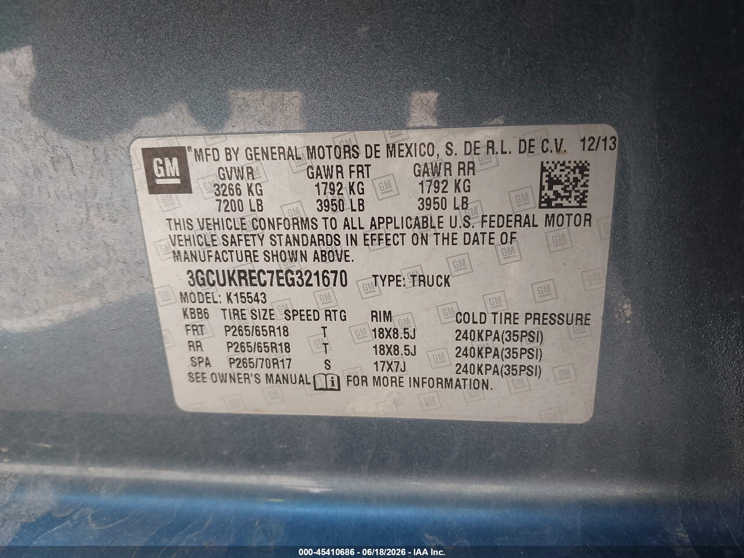 2014 Chevrolet Silverado 1500 Lt Blue vin: 3GCUKREC7EG321670