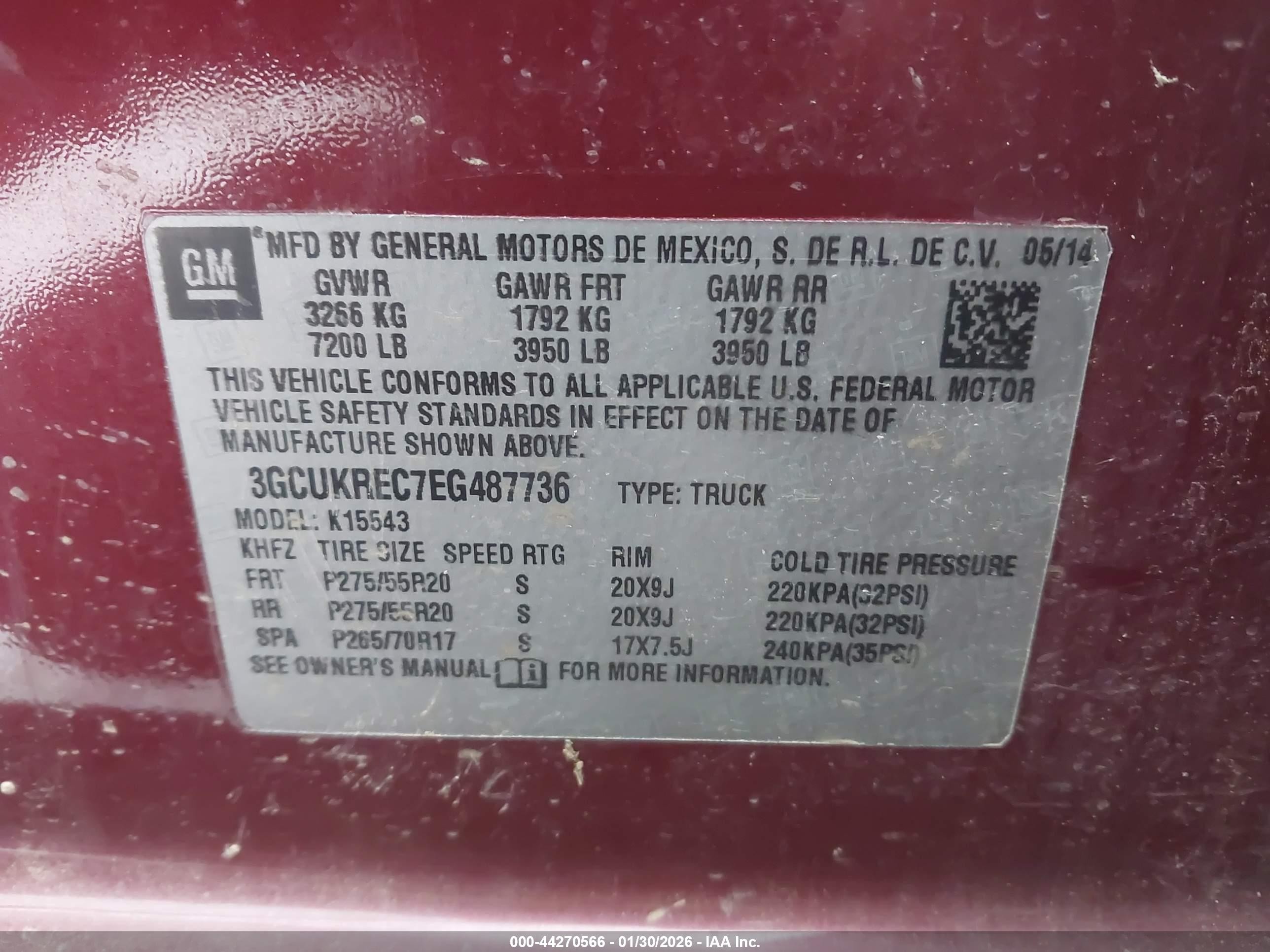 2014 Chevrolet Silverado 1500 1lt Maroon vin: 3GCUKREC7EG487736