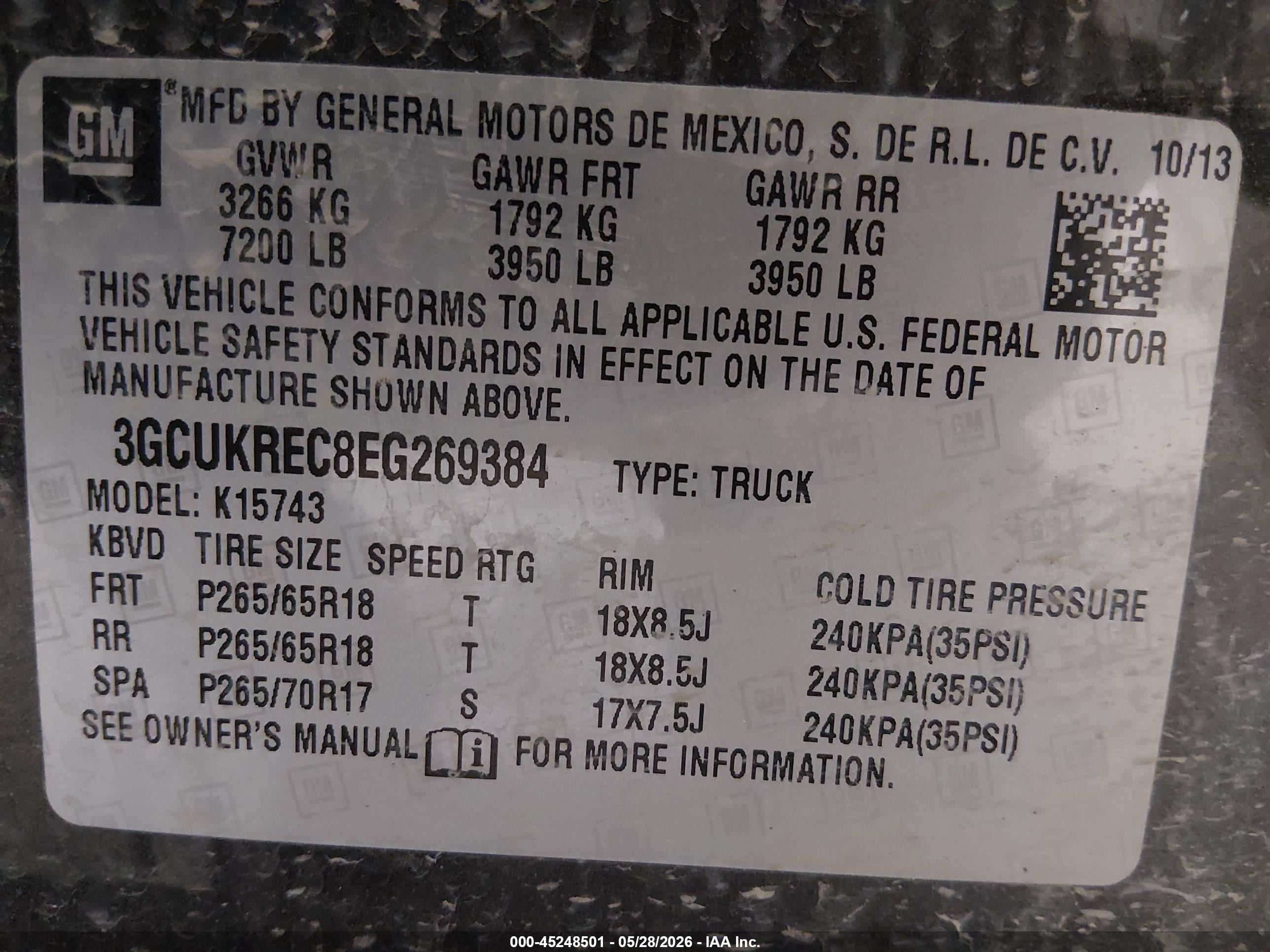 2014 Chevrolet Silverado 1500 2lt Brown vin: 3GCUKREC8EG269384