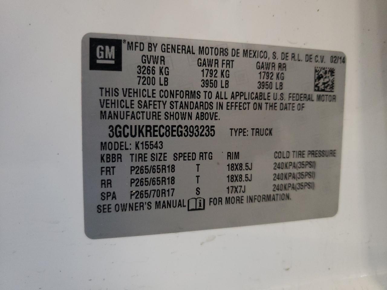 2014 Chevrolet Silverado K1500 Lt White vin: 3GCUKREC8EG393235