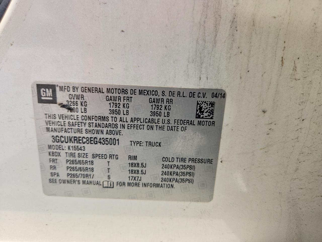 2014 Chevrolet Silverado K1500 Lt White vin: 3GCUKREC8EG435001